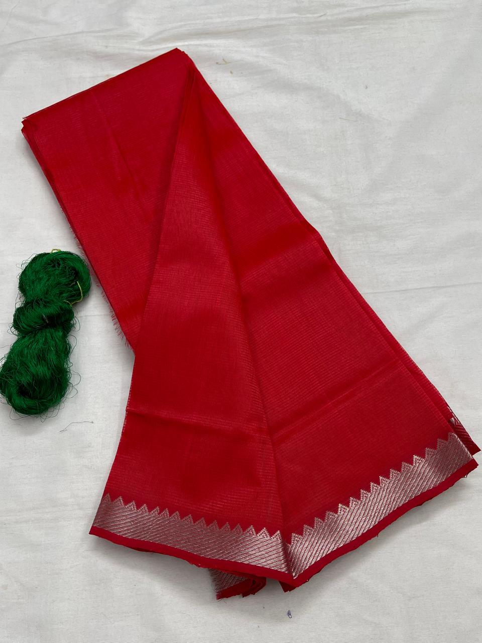 A Red Mangalagiri Handloom pattu saree
