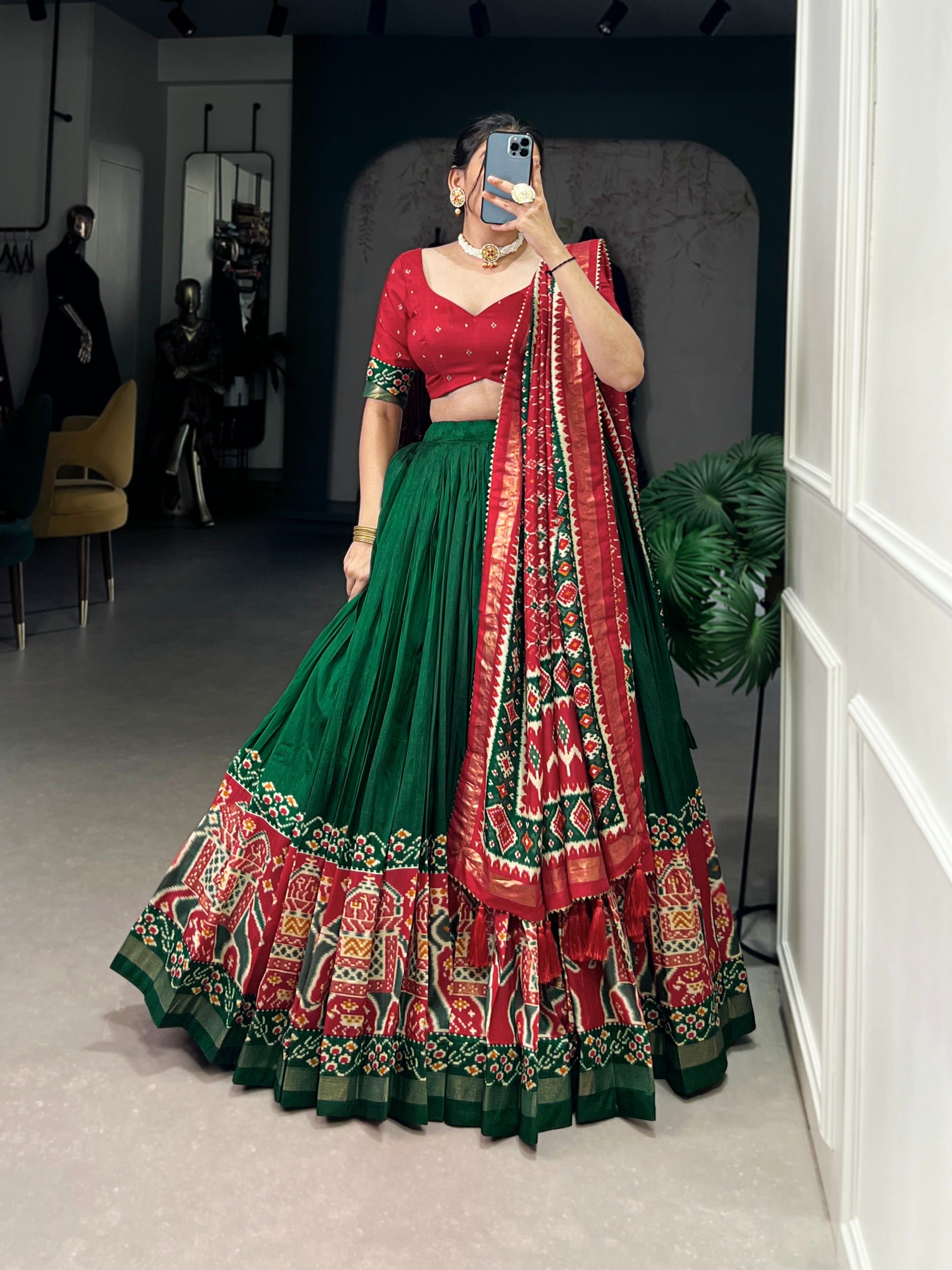 traditional dark Green lehanga 