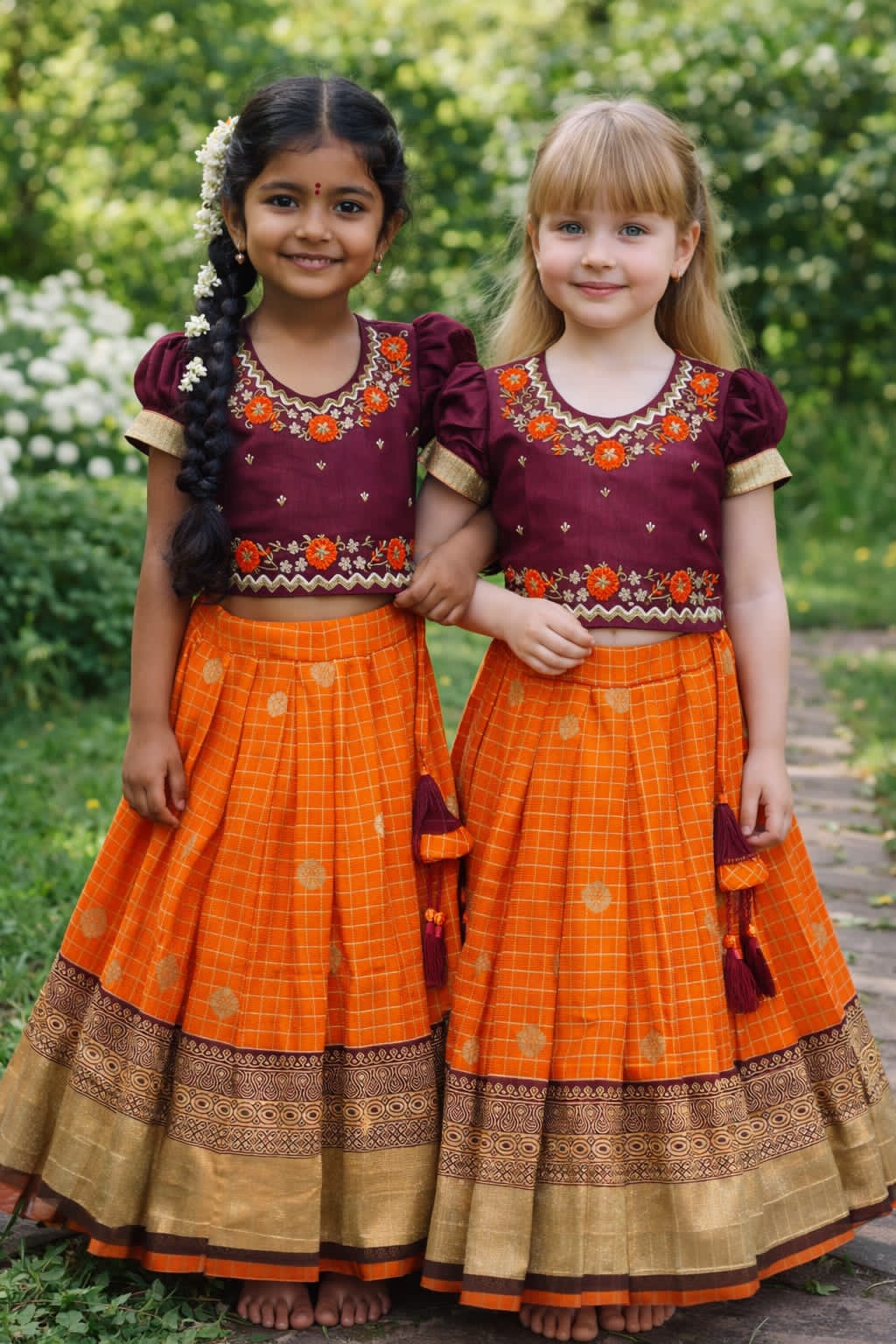 Maroon and orange 