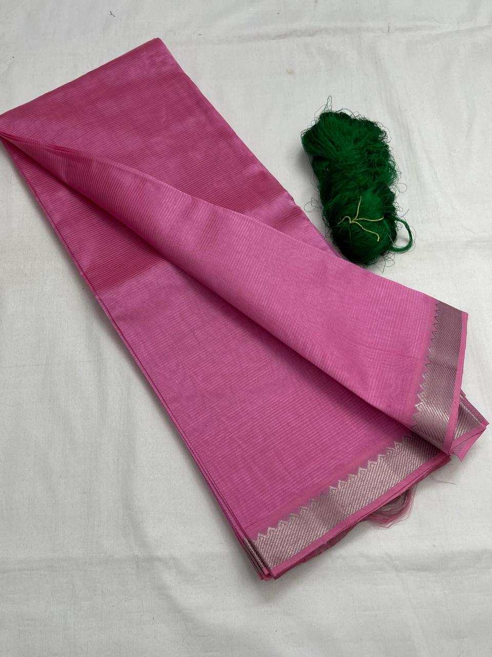 A baby pink Mangalagiri Handloom pattu saree