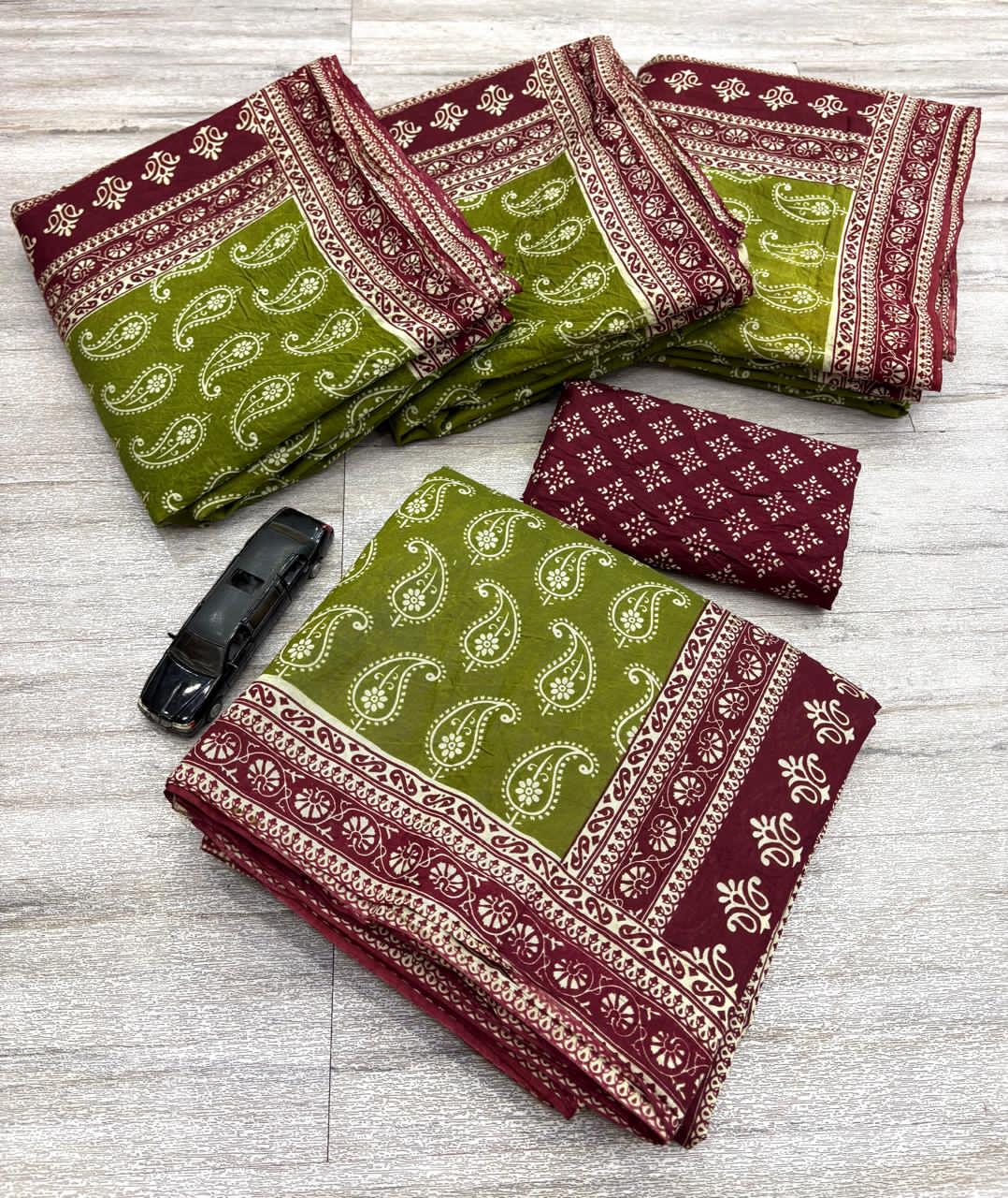 Parrot Green fabric with floral patterns 