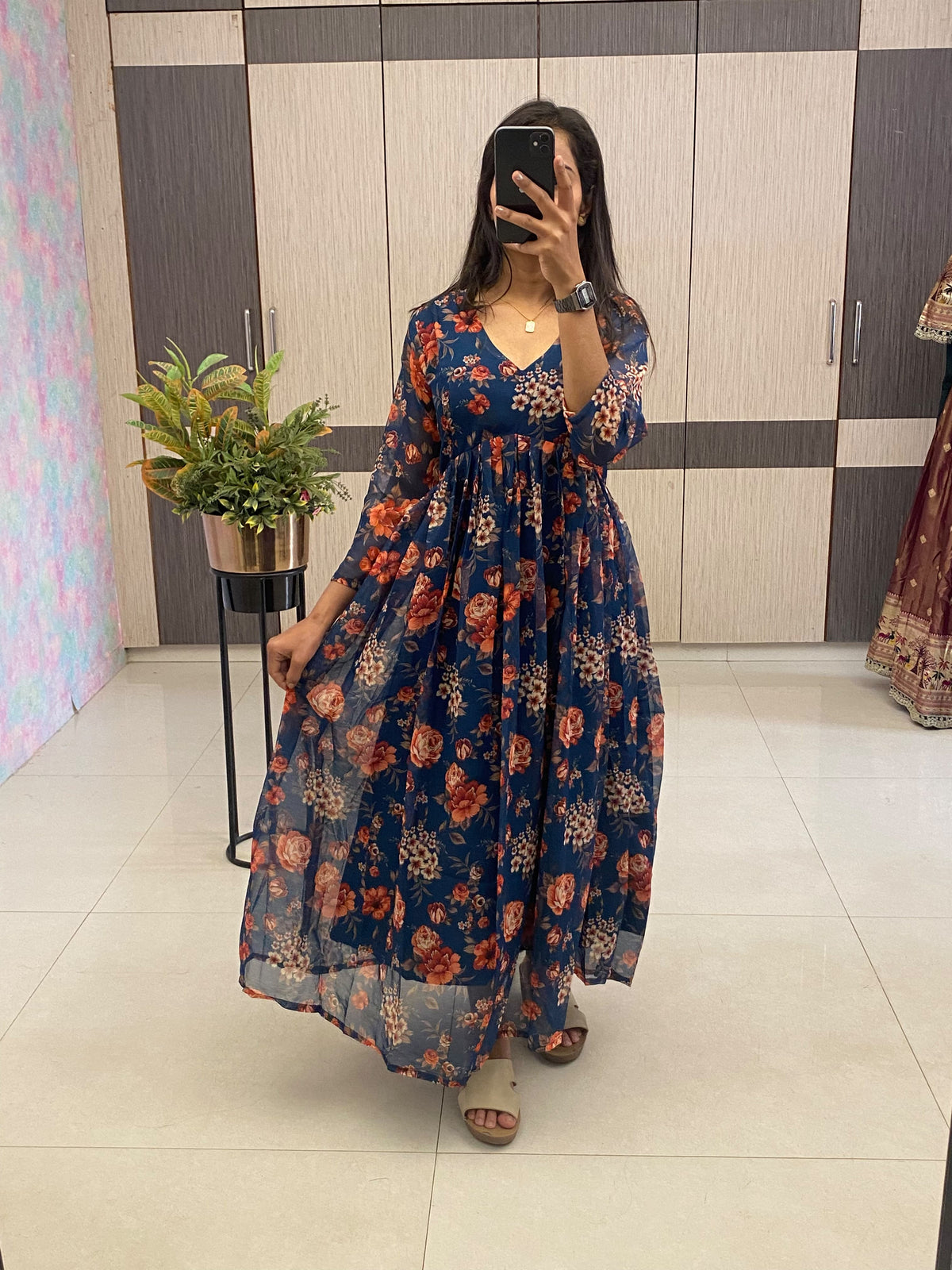 Floral Chiffon Maxi Dress