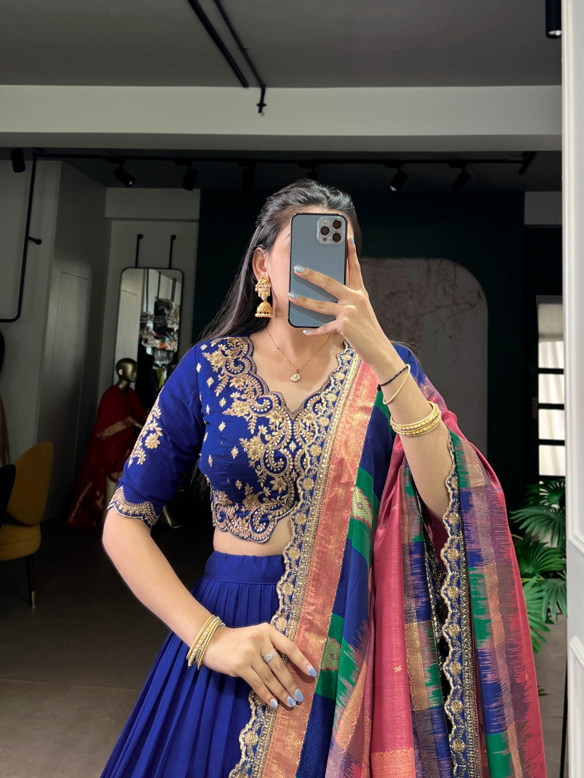 royal blue lehanga 