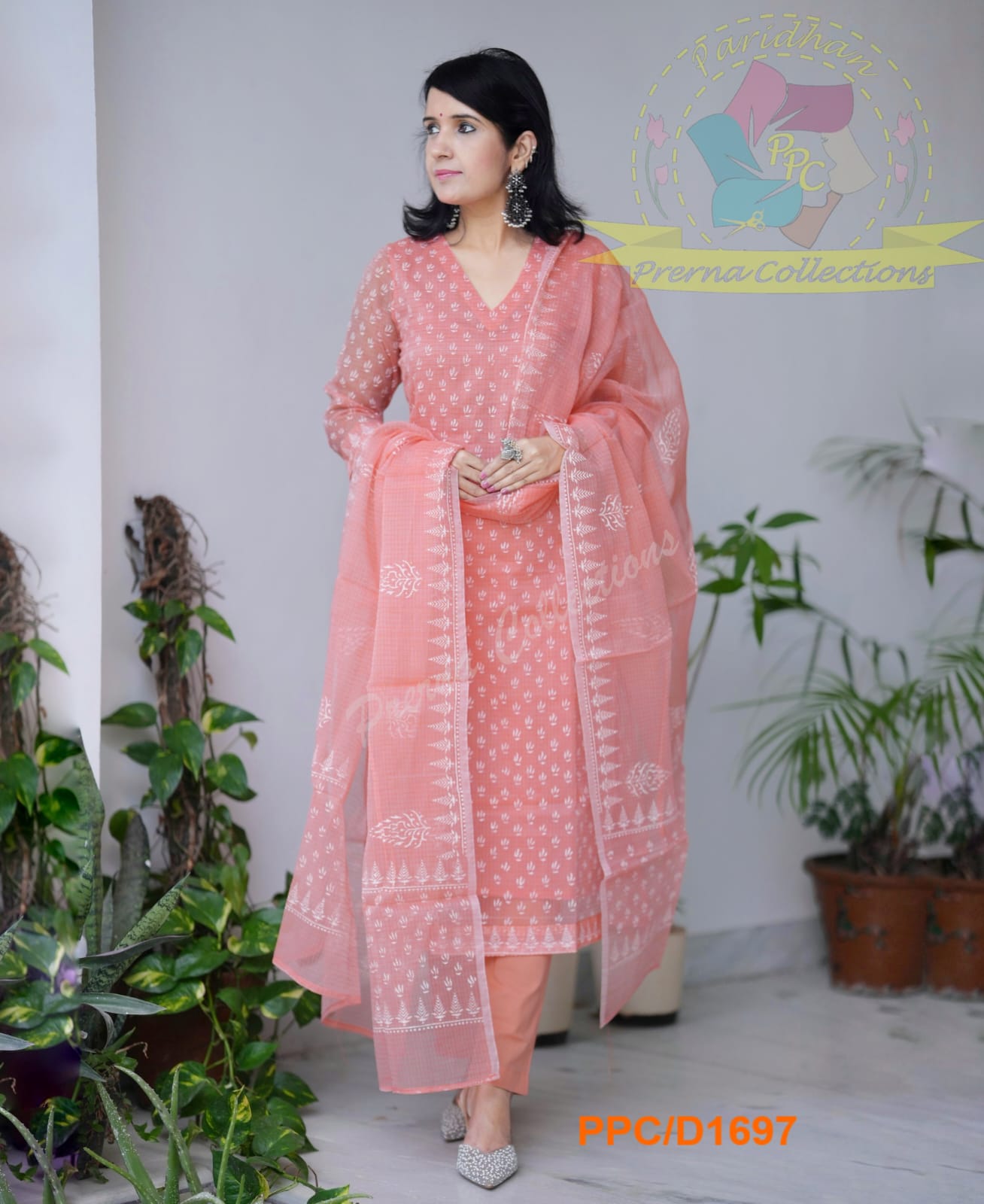 soft kota Doria handblock print kurta set