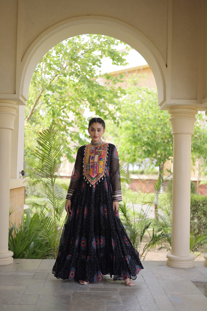 Navaratri Theme Flayered Long Frock