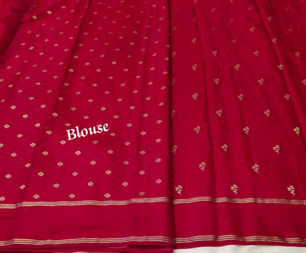 Red blouse with floral patterns