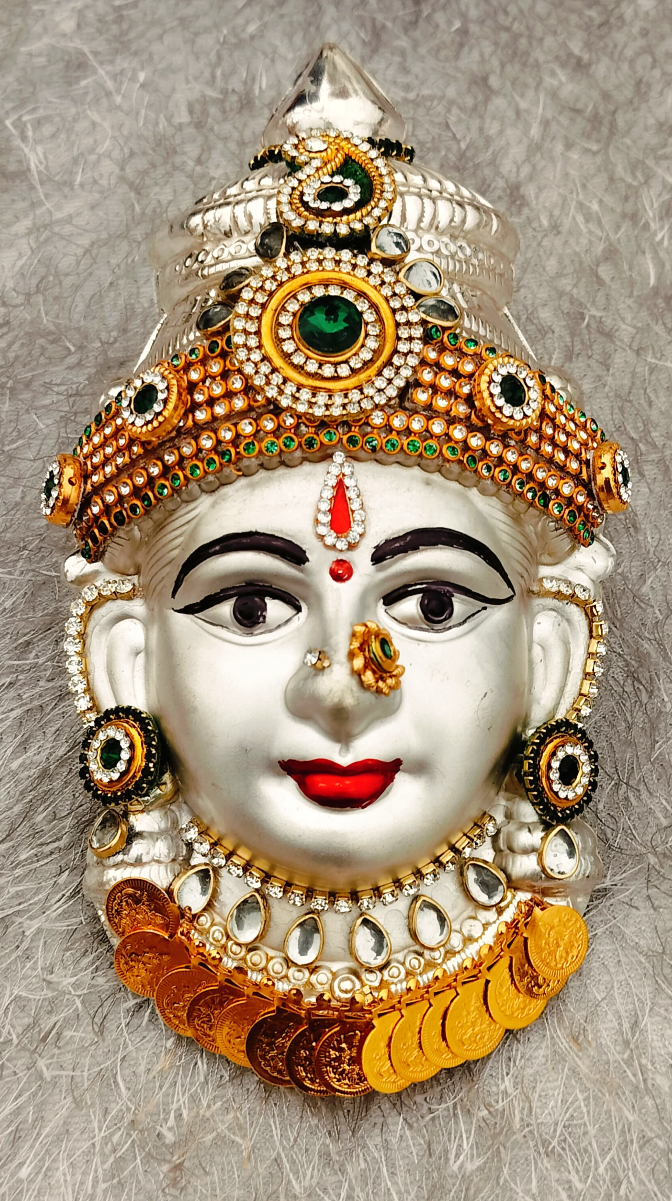 German silver decorative stone work laxmi face