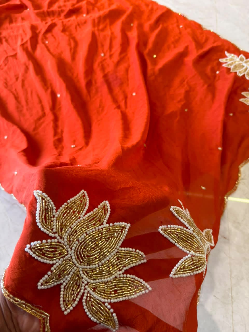 Rangoli Crushed Sarees with Beautiful Hand Cutdana border