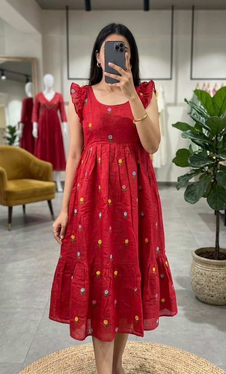 Chanderi cotton  maxi frocks