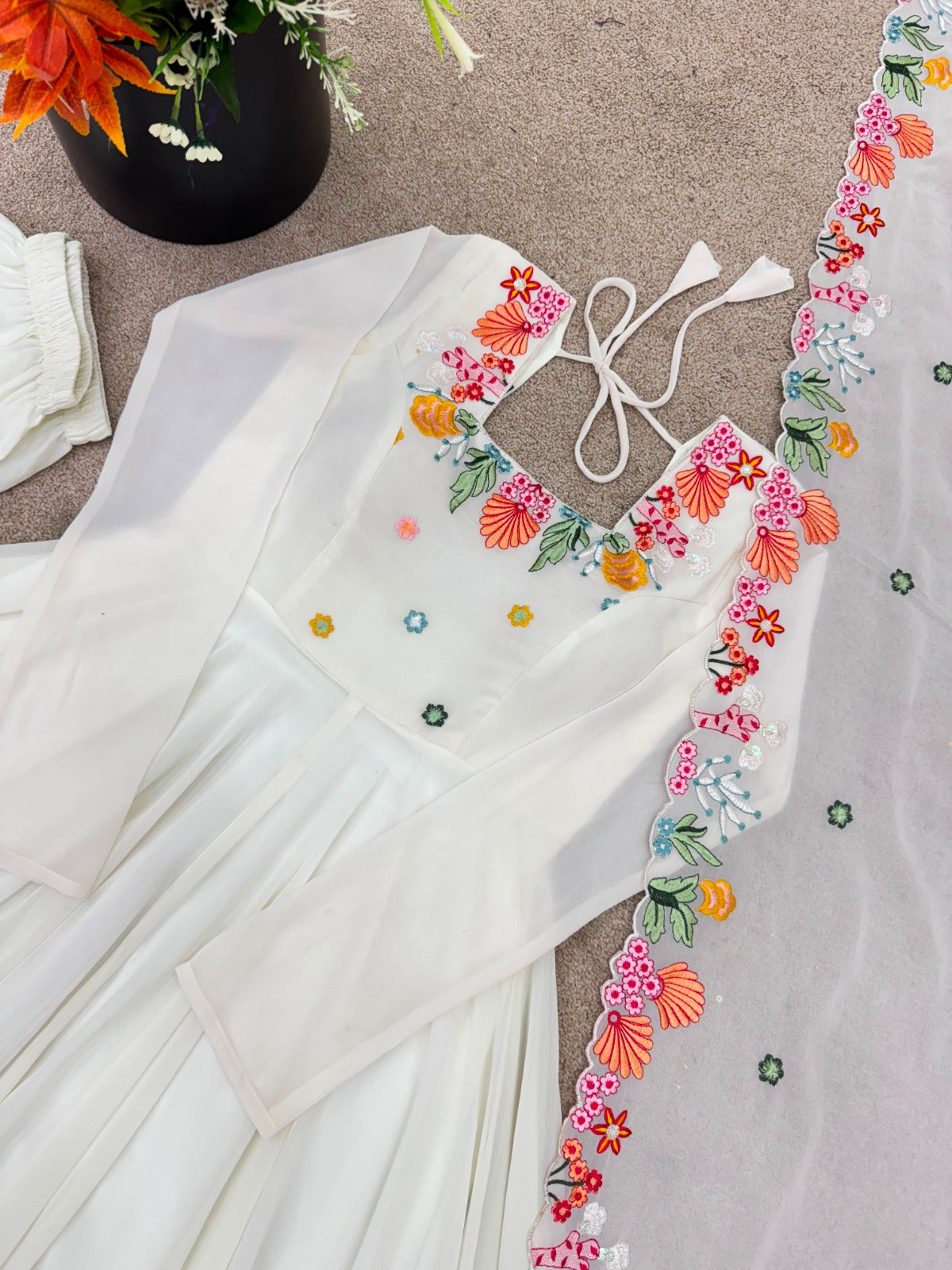 Georgette Embroidery Party Wear Dress