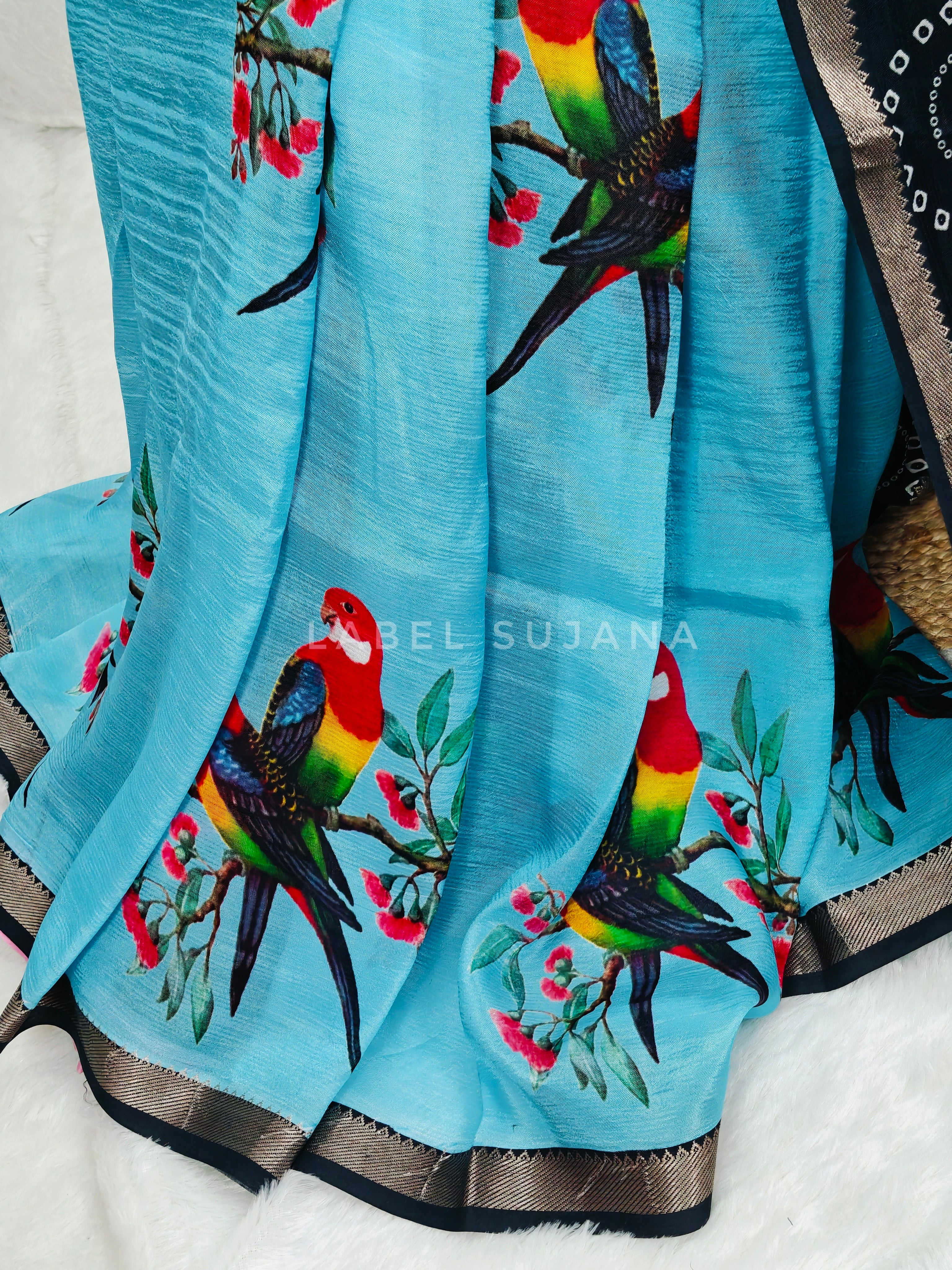 Langa Voni Style Mangalagiri Digital Pattu Saree LSS15