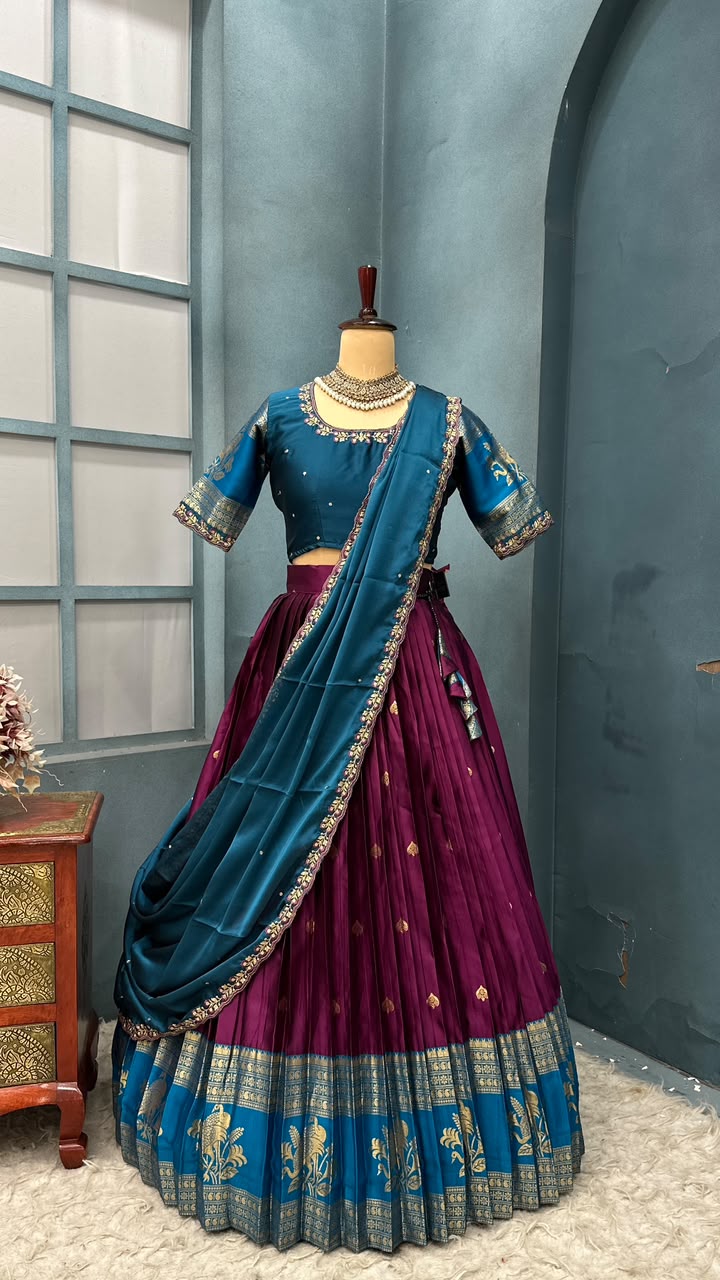 Kanjivaram Silk Lehenga with Embroidery Work