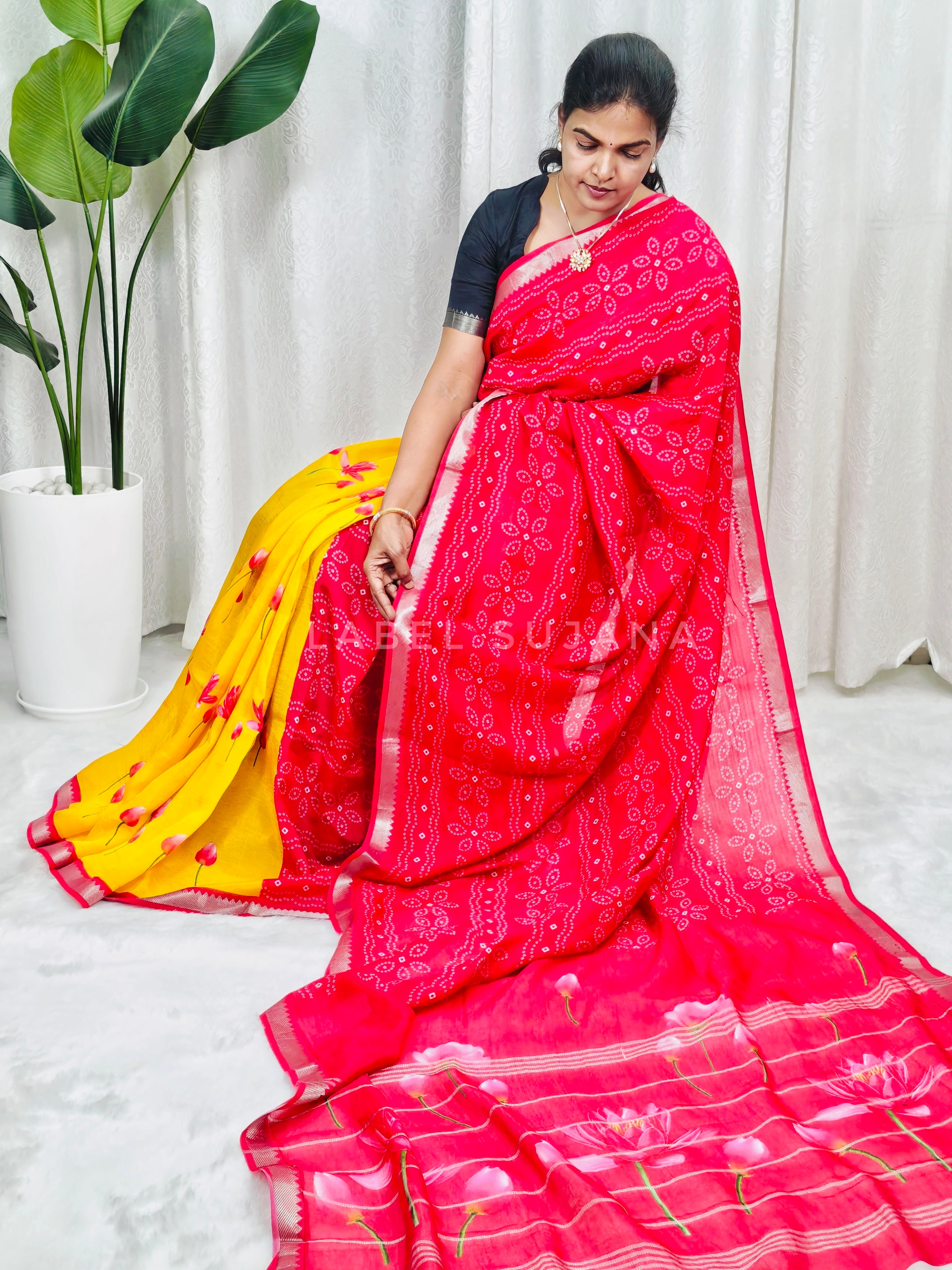 Langa Voni Style Mangalagiri Digital Pattu Saree LSS15