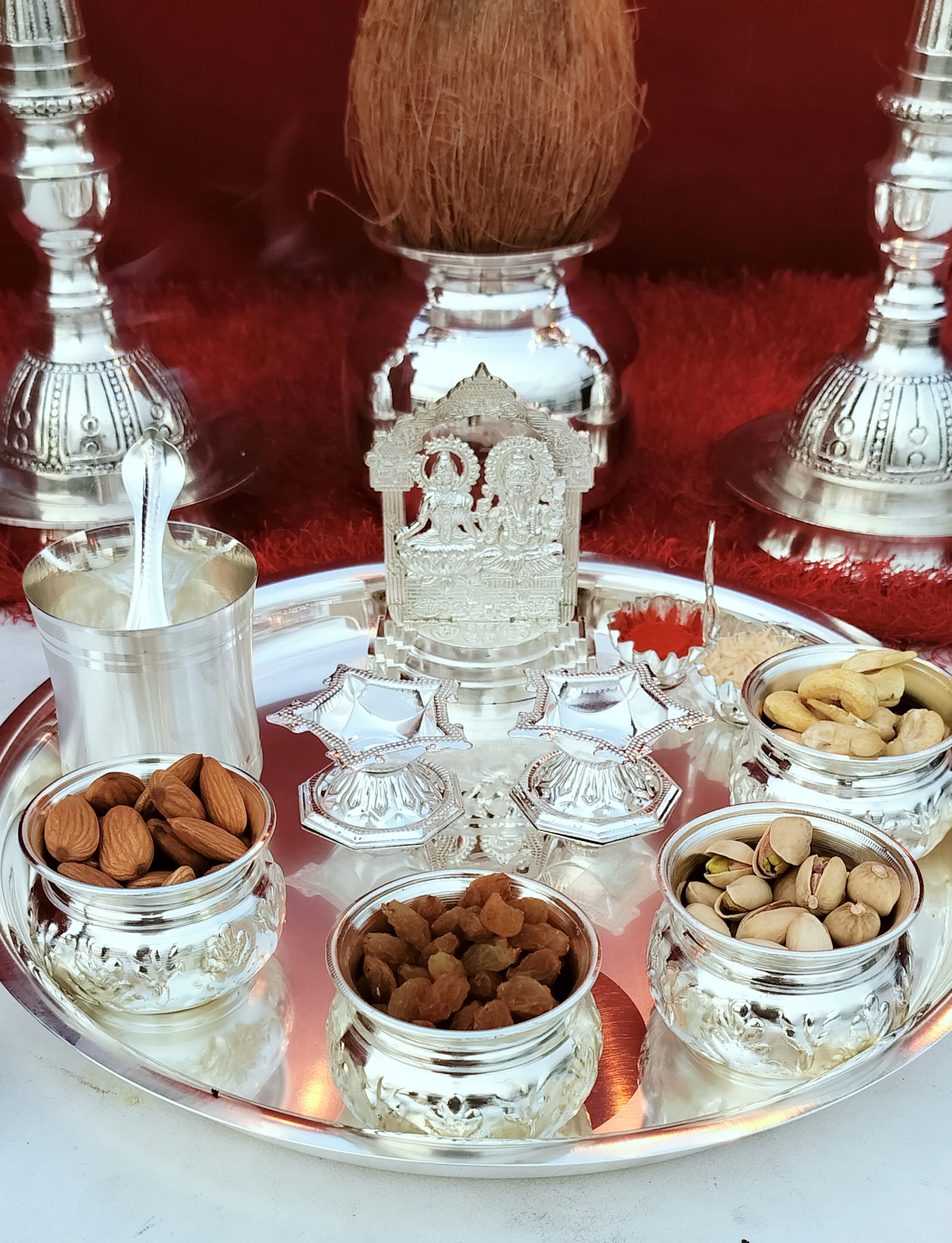 German silver laxmi ganesh pooja set
