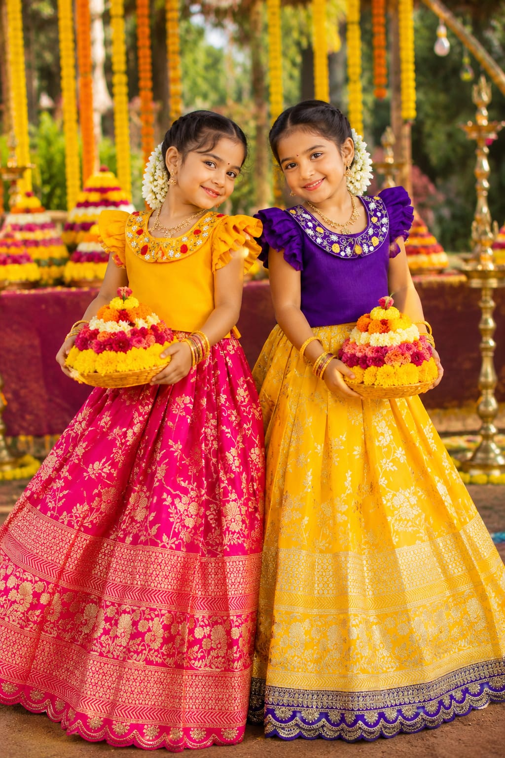 Pink, yellow 