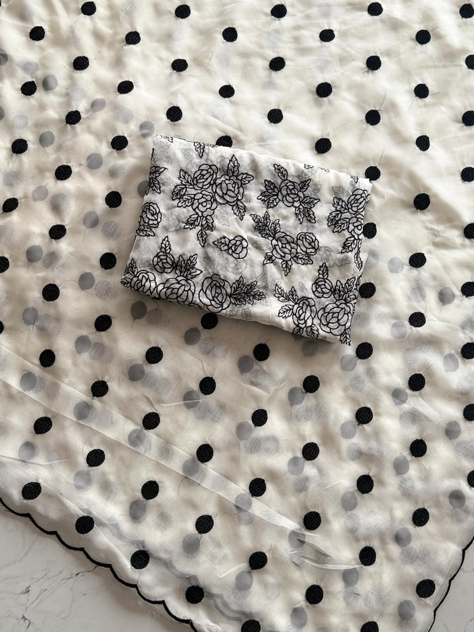 White with black dots