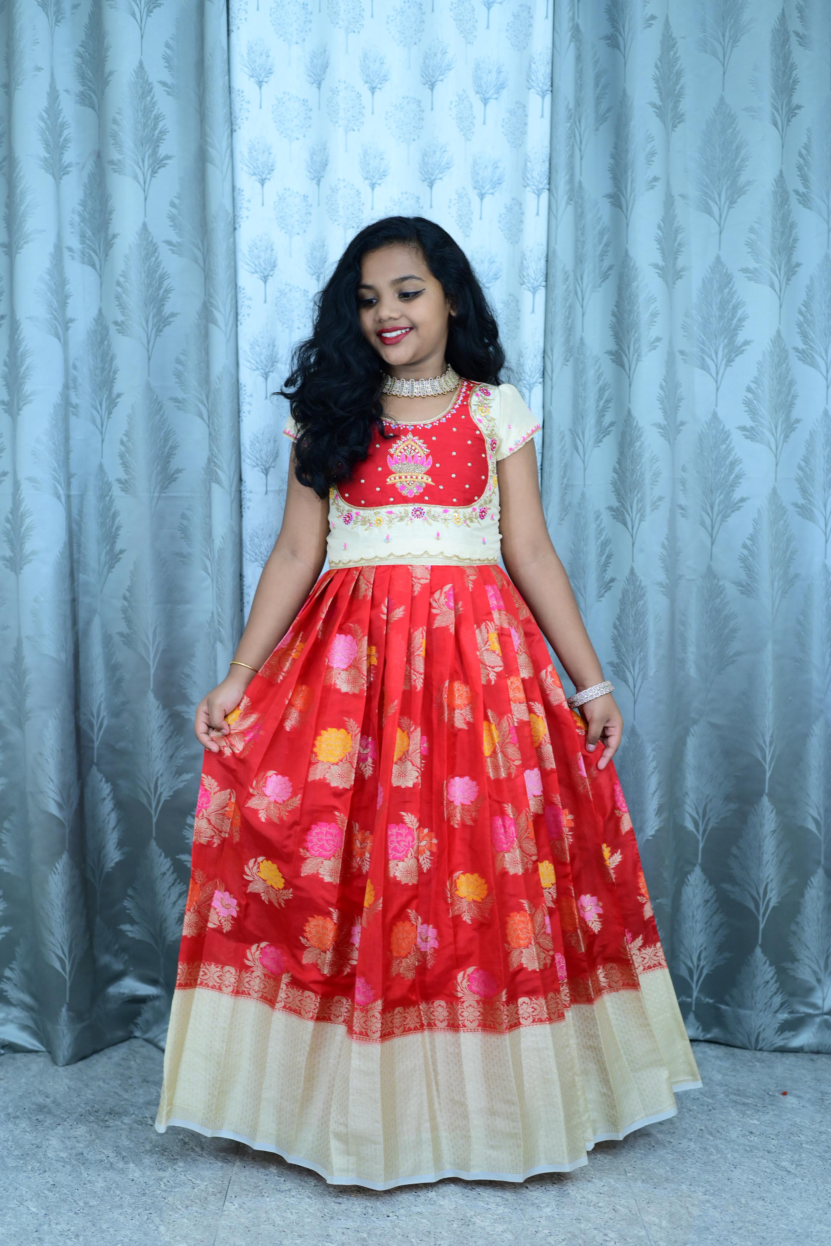 Banarasi Party Wear Kids Crop Top Set