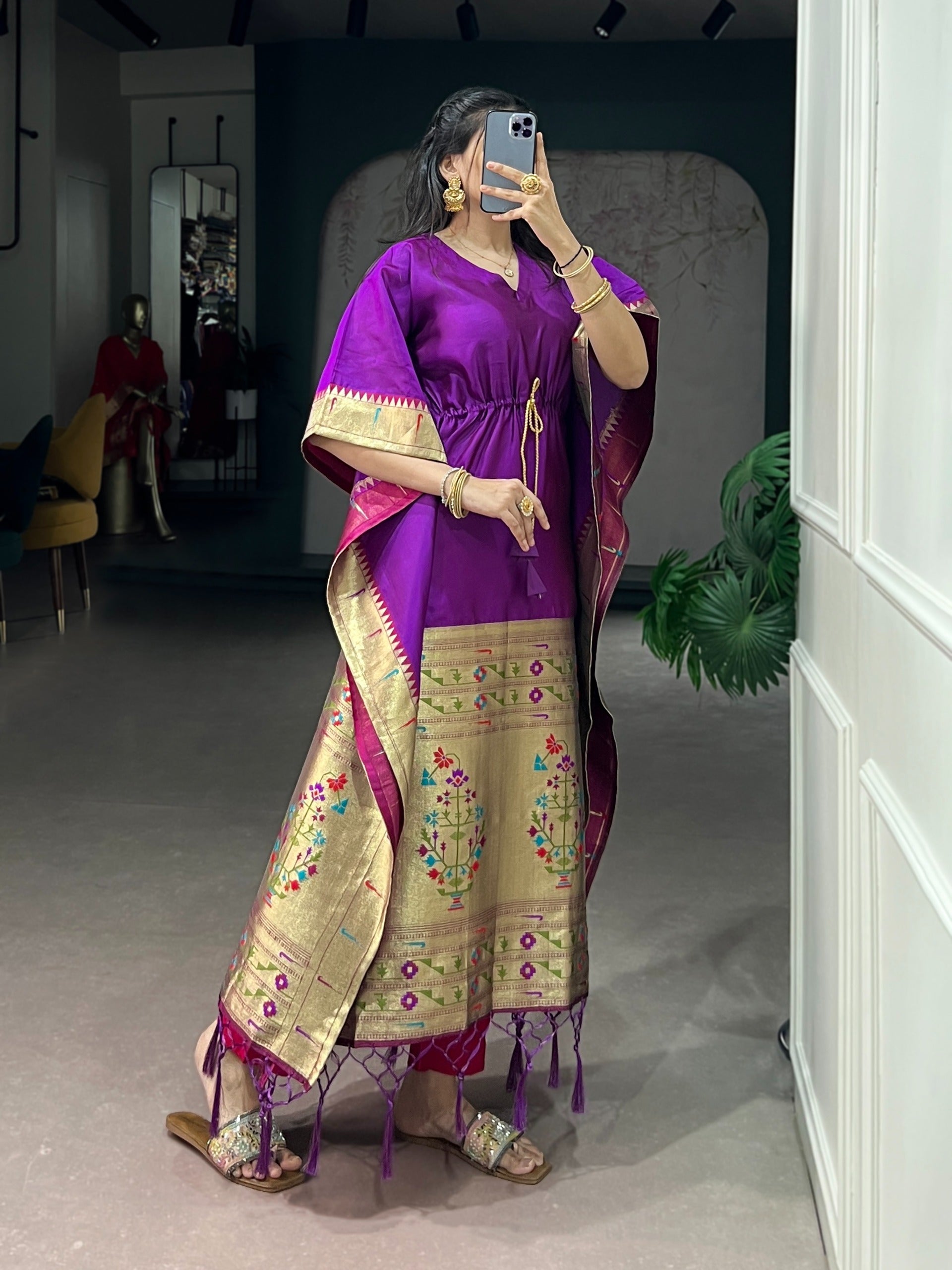  traditional purple outfit with gold border 