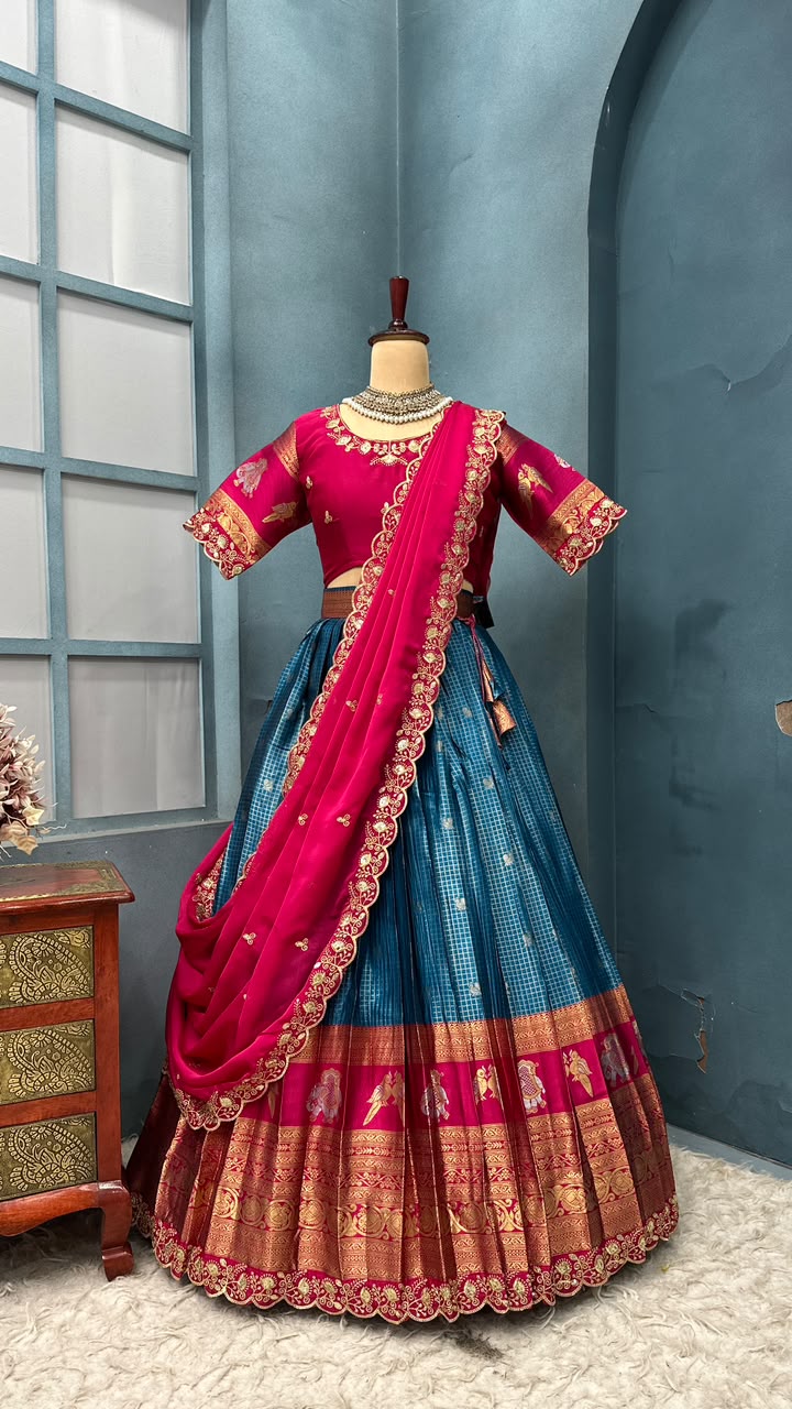 Kanjivaram Silk Lehenga with Embroidery Work
