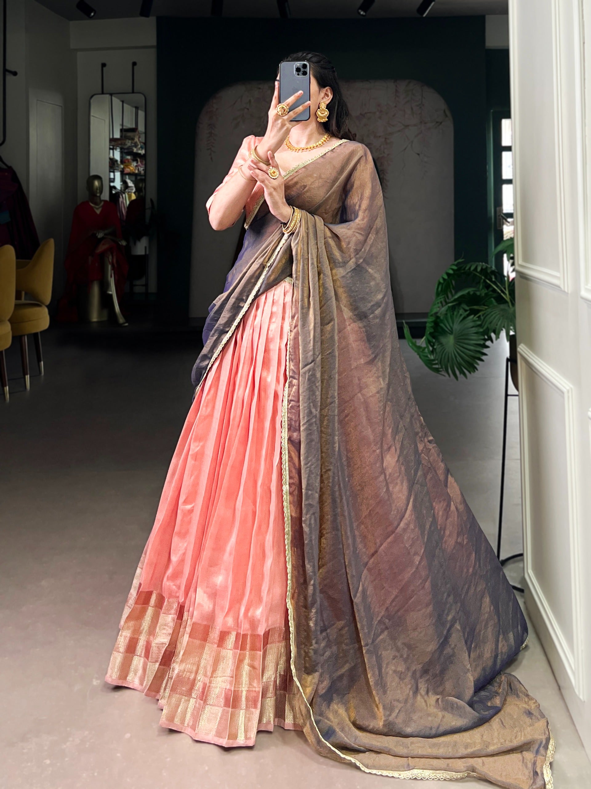 Peach colour lehenga 