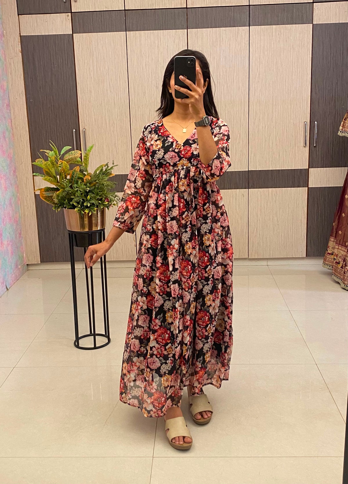 Floral Chiffon Maxi Dress