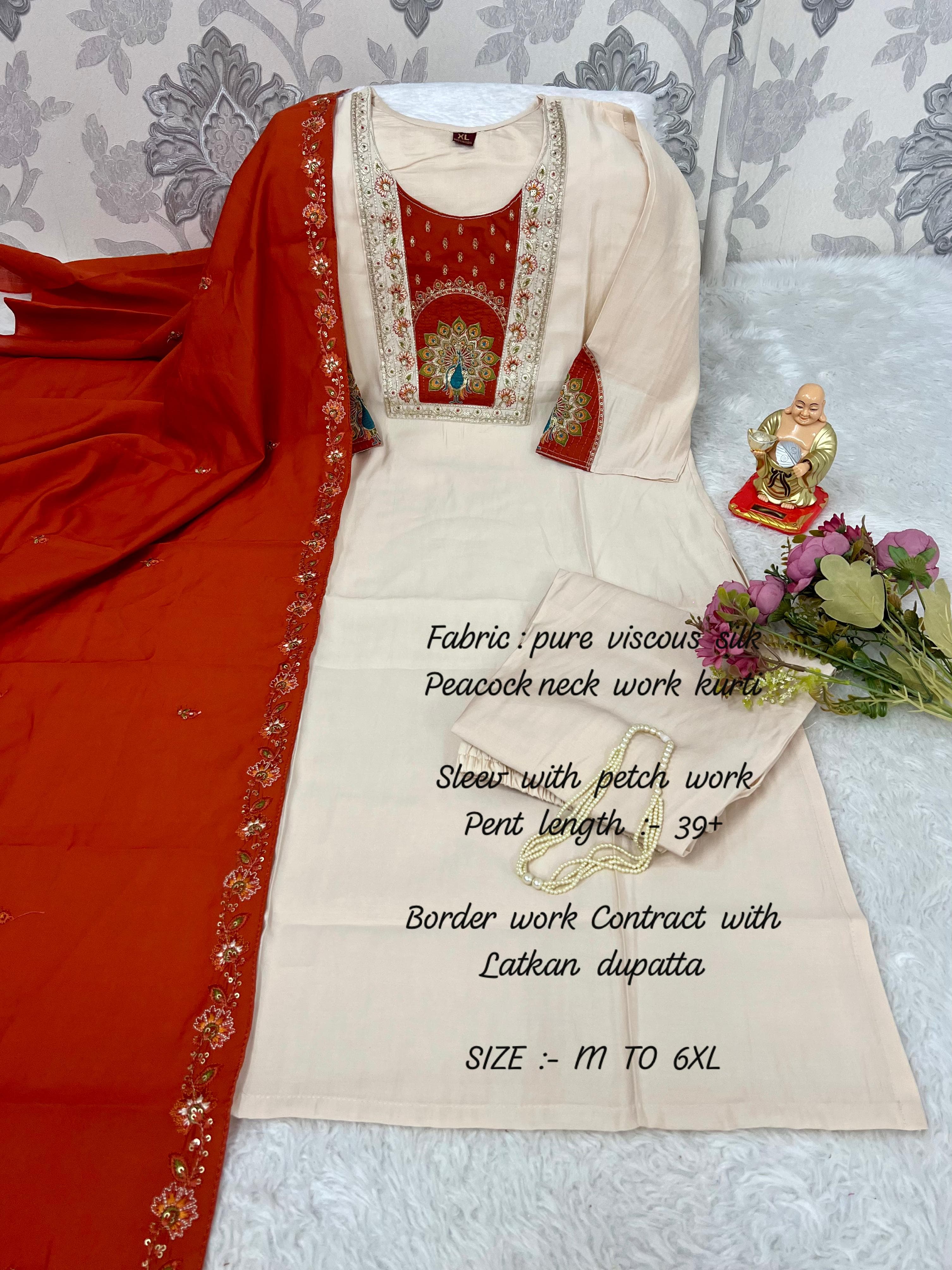 Orange kurta and flowers on a texture surface