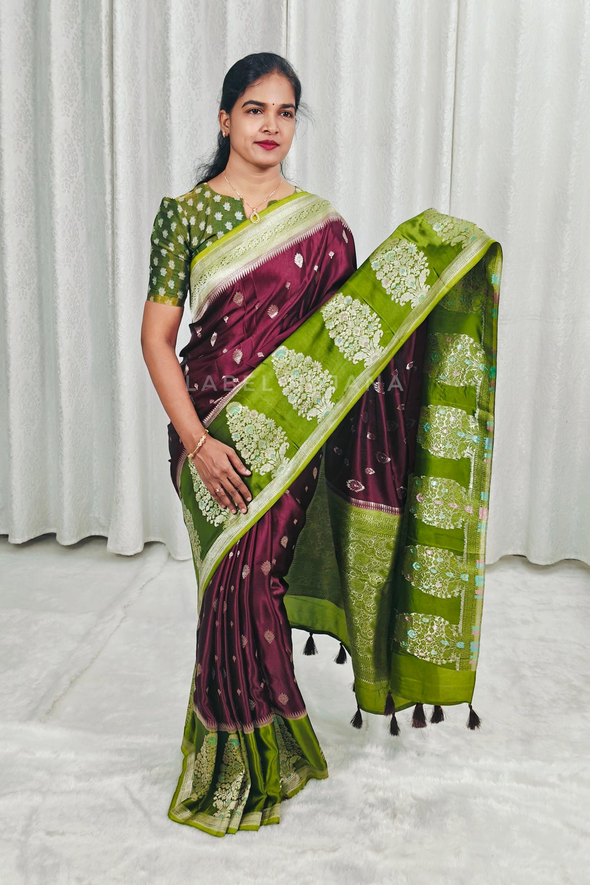 Pure Mashru Silk Saree with Big Border LSS56