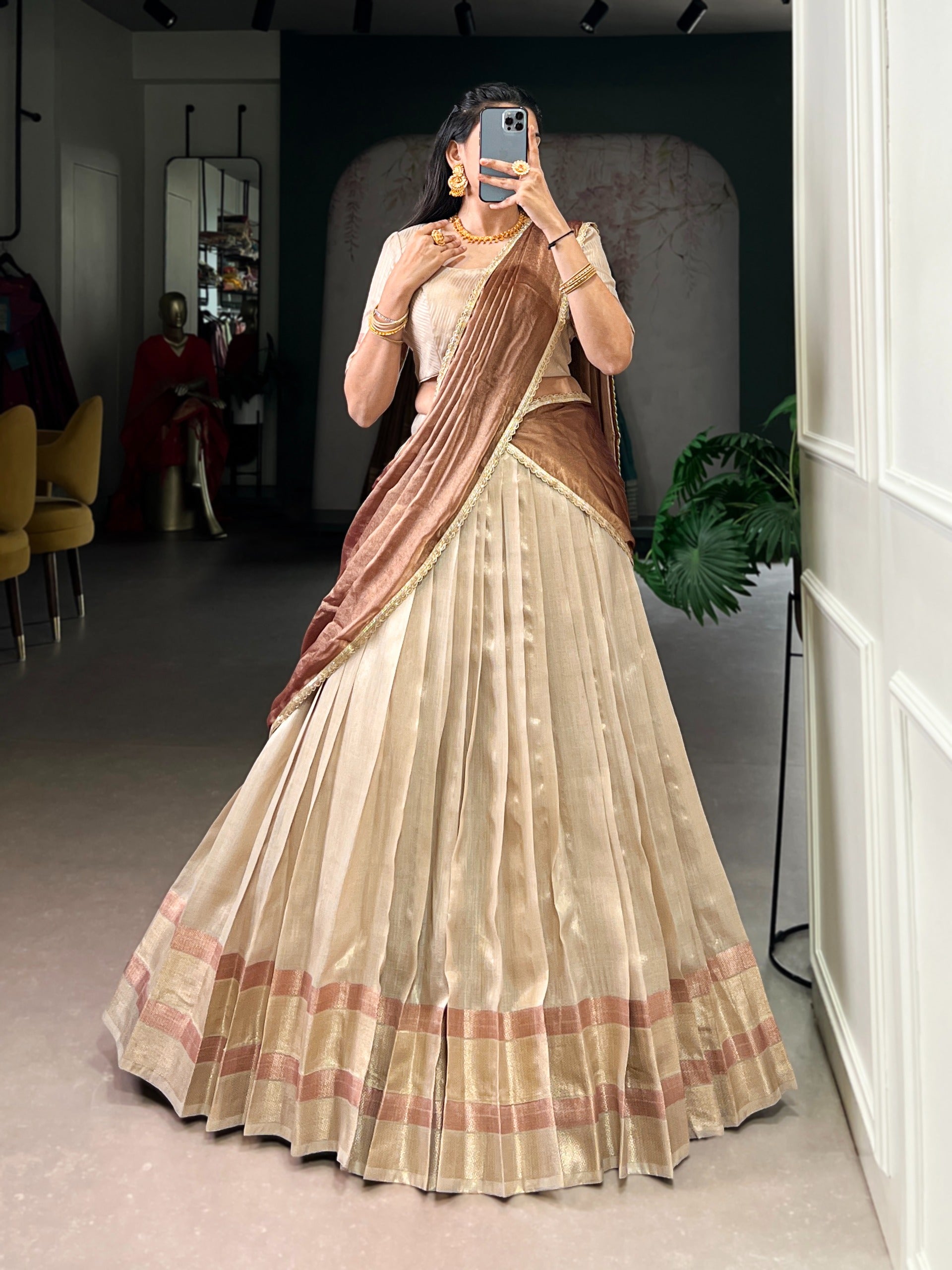 Cream colour lehanga 