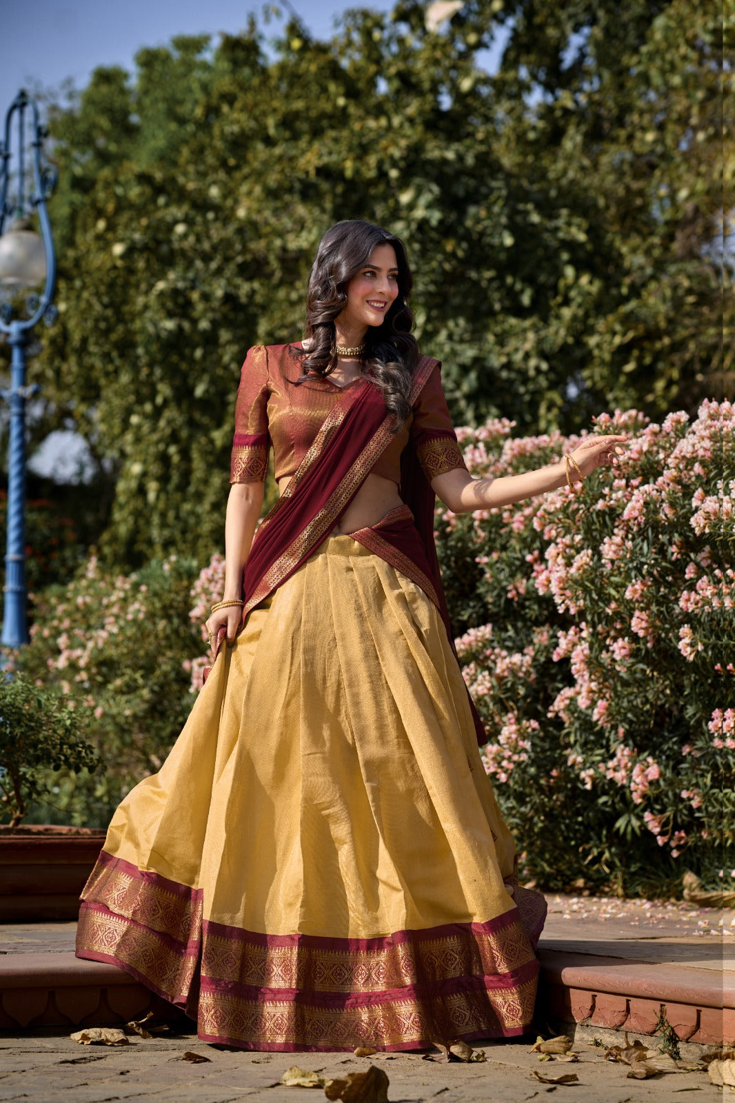 Gold & maroon traditional outfit 