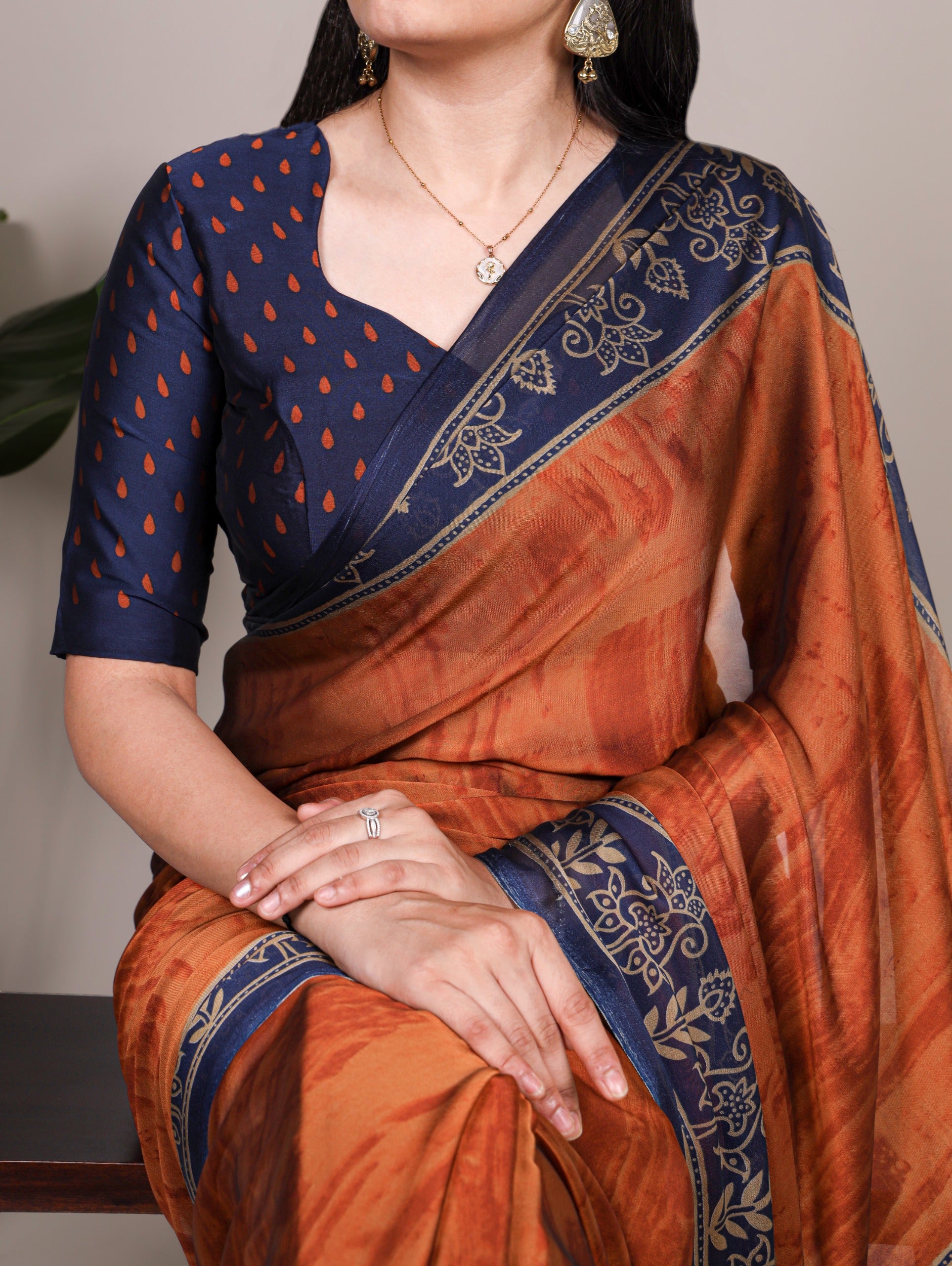Rust Orange saree 