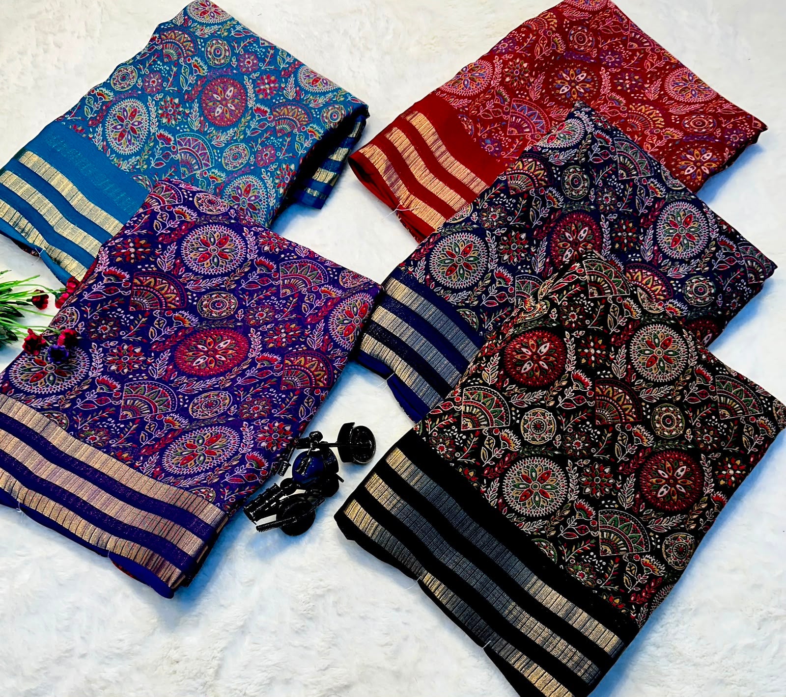 Sky blue,Navy blue,red, purple and black 