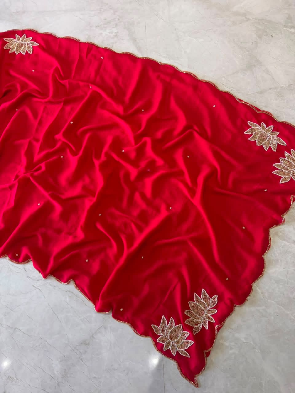 Rangoli Crushed Sarees with Beautiful Hand Cutdana border