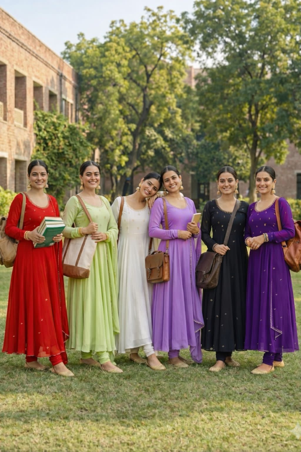 Red,light green, white,purple, Black and lavender 