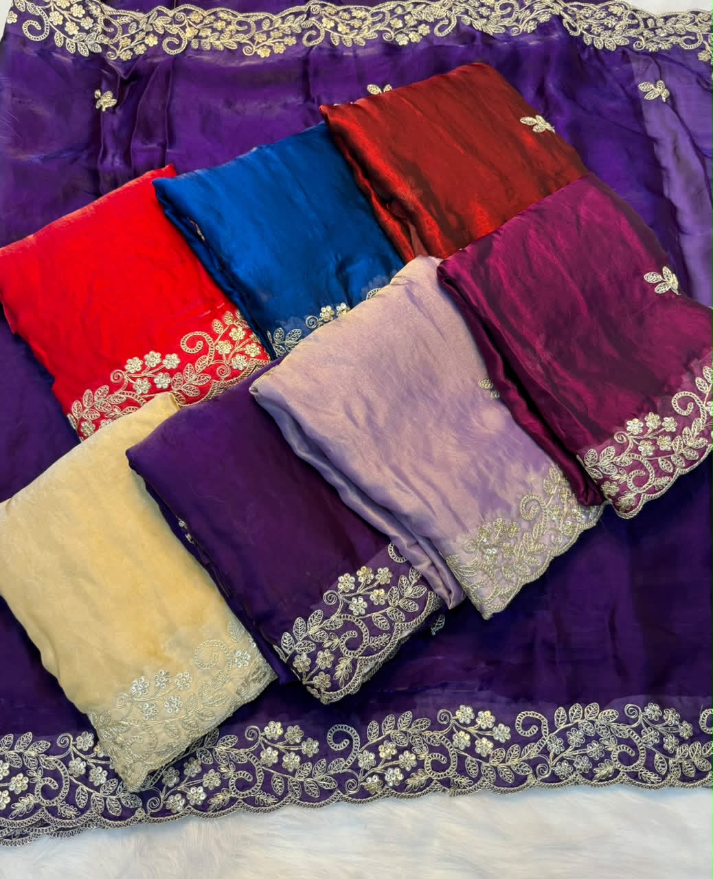 Wine, beige,blue, maroon, light purple,dark purple and red