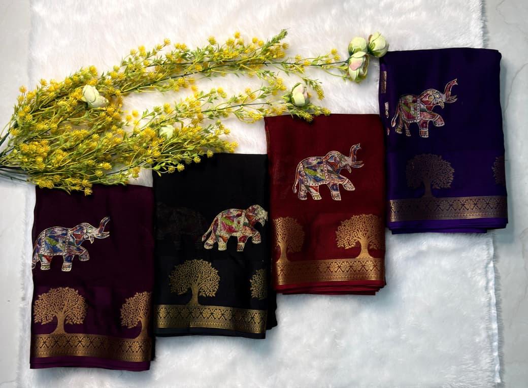 Wine,black,maroon and purple sarees