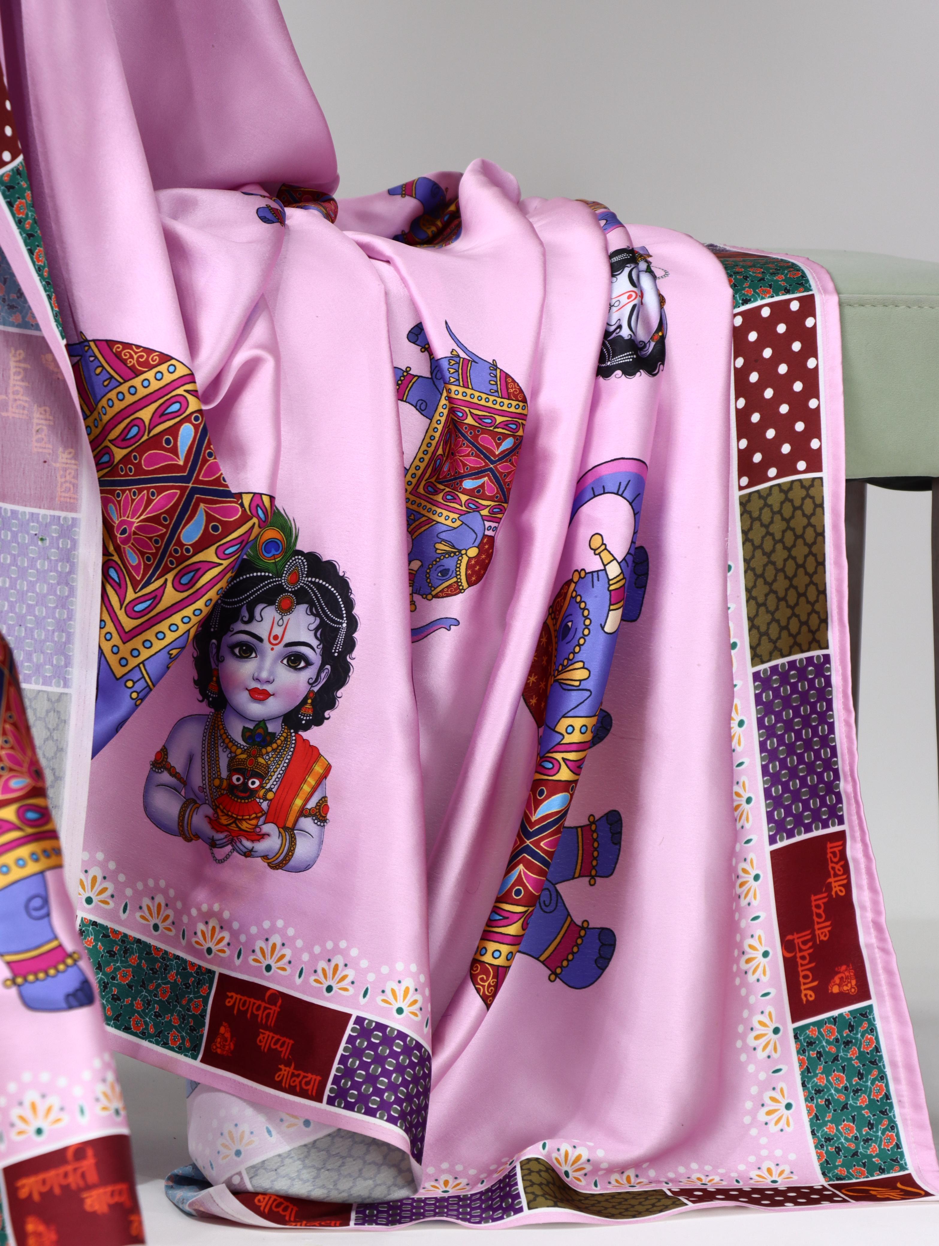Baby pink fabric with floral patterns 