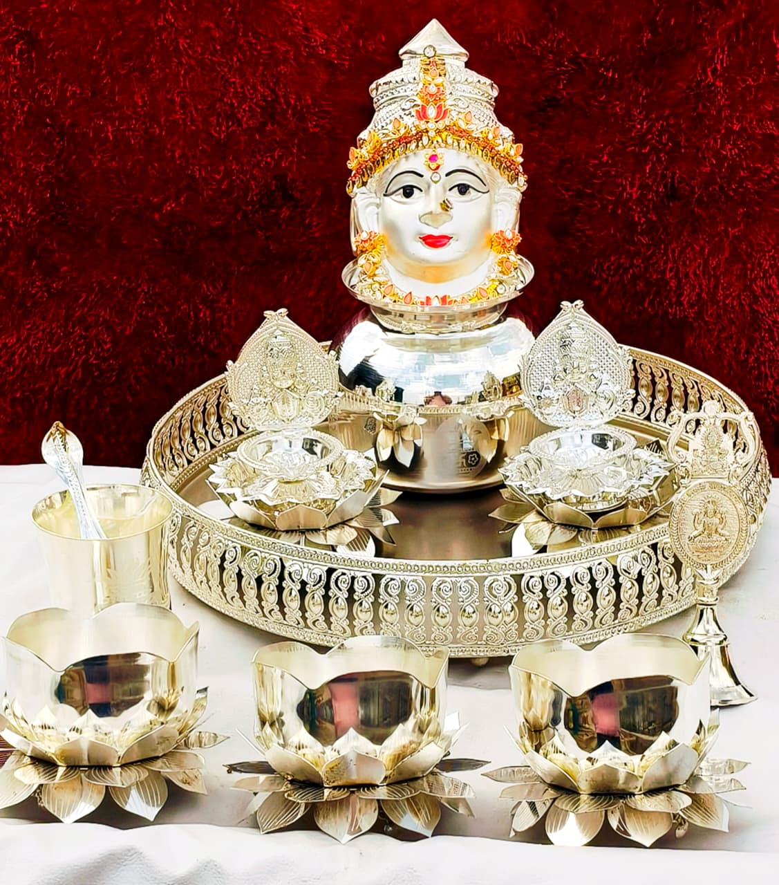 German silver pooja set