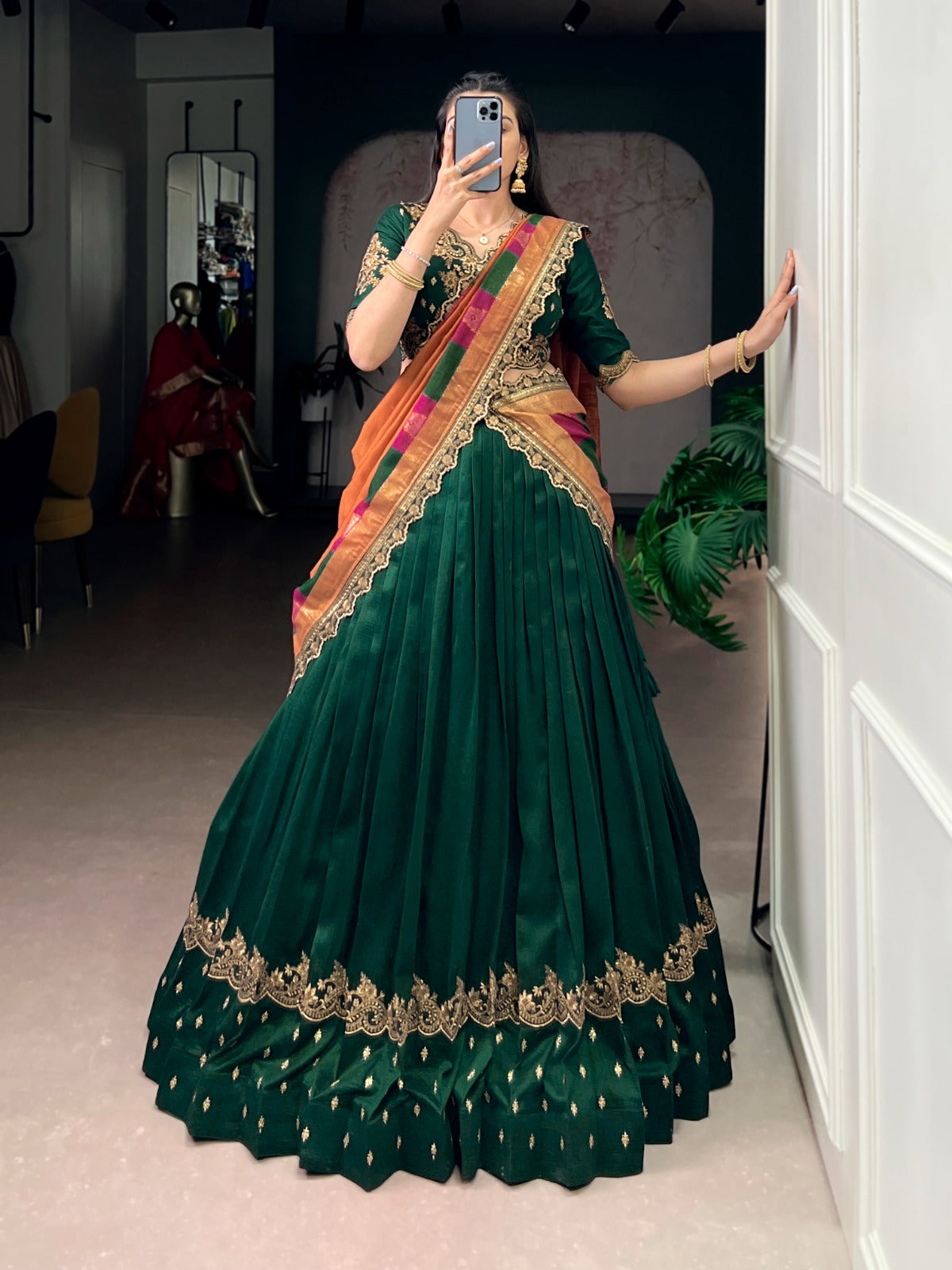 Dark green lehanga 