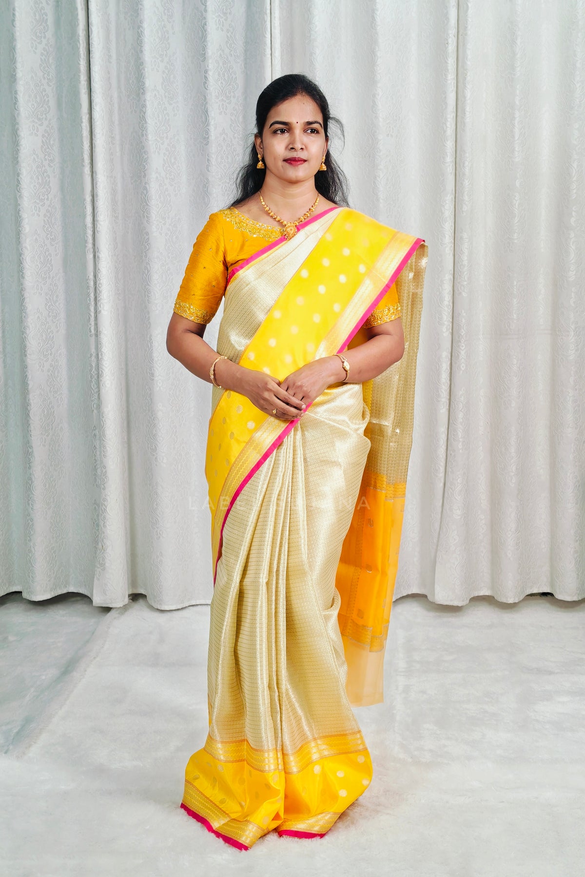 Silver colour Banarasi tissue Silk Saree