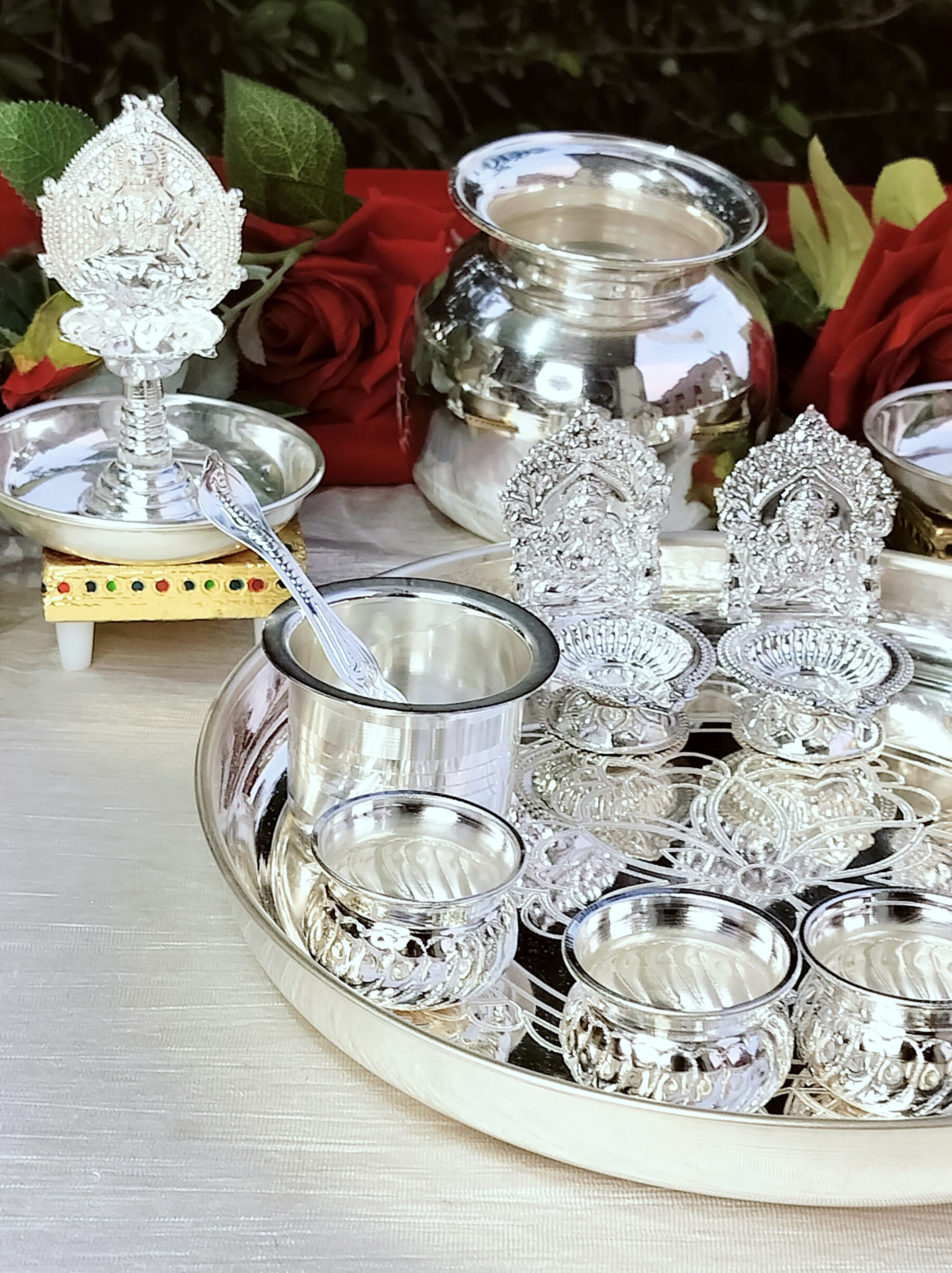 German silver regular use pooja set