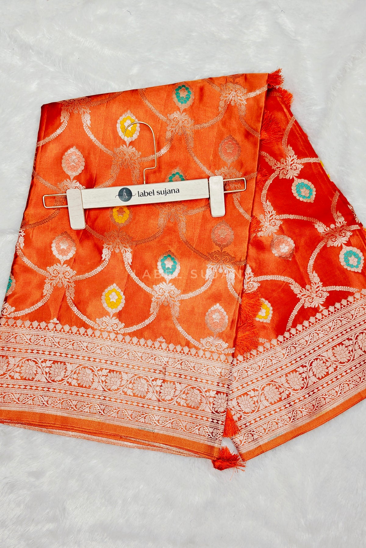 A Rust Orange Silk Saree