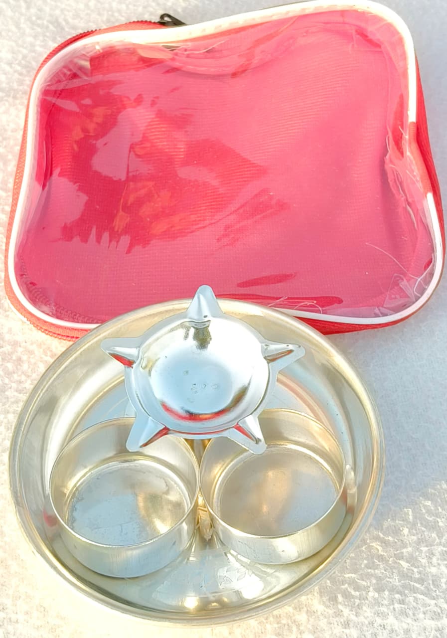 German silver aarti thali set - 10 sets