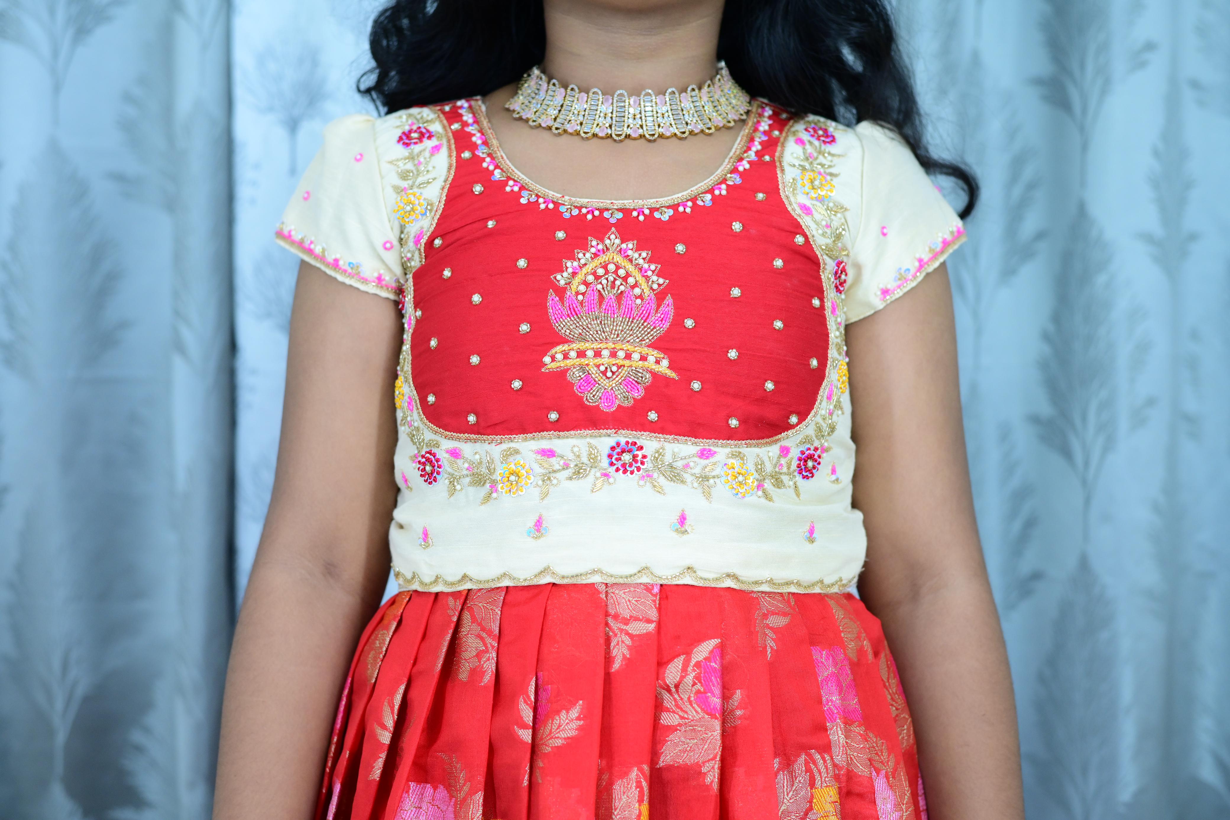 Banarasi Party Wear Kids Crop Top Set