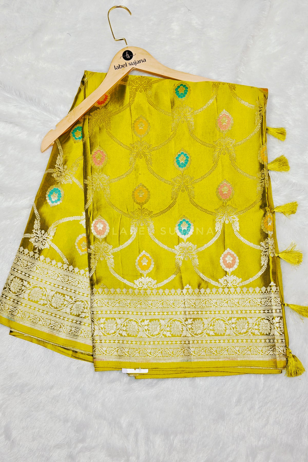 A Neon Green Silk Saree