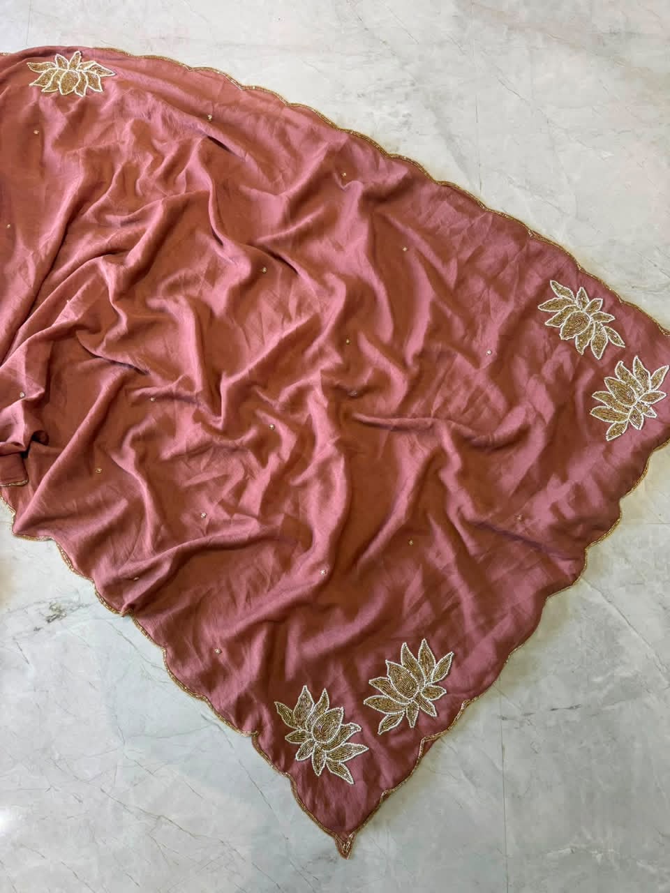 Rangoli Crushed Sarees with Beautiful Hand Cutdana border