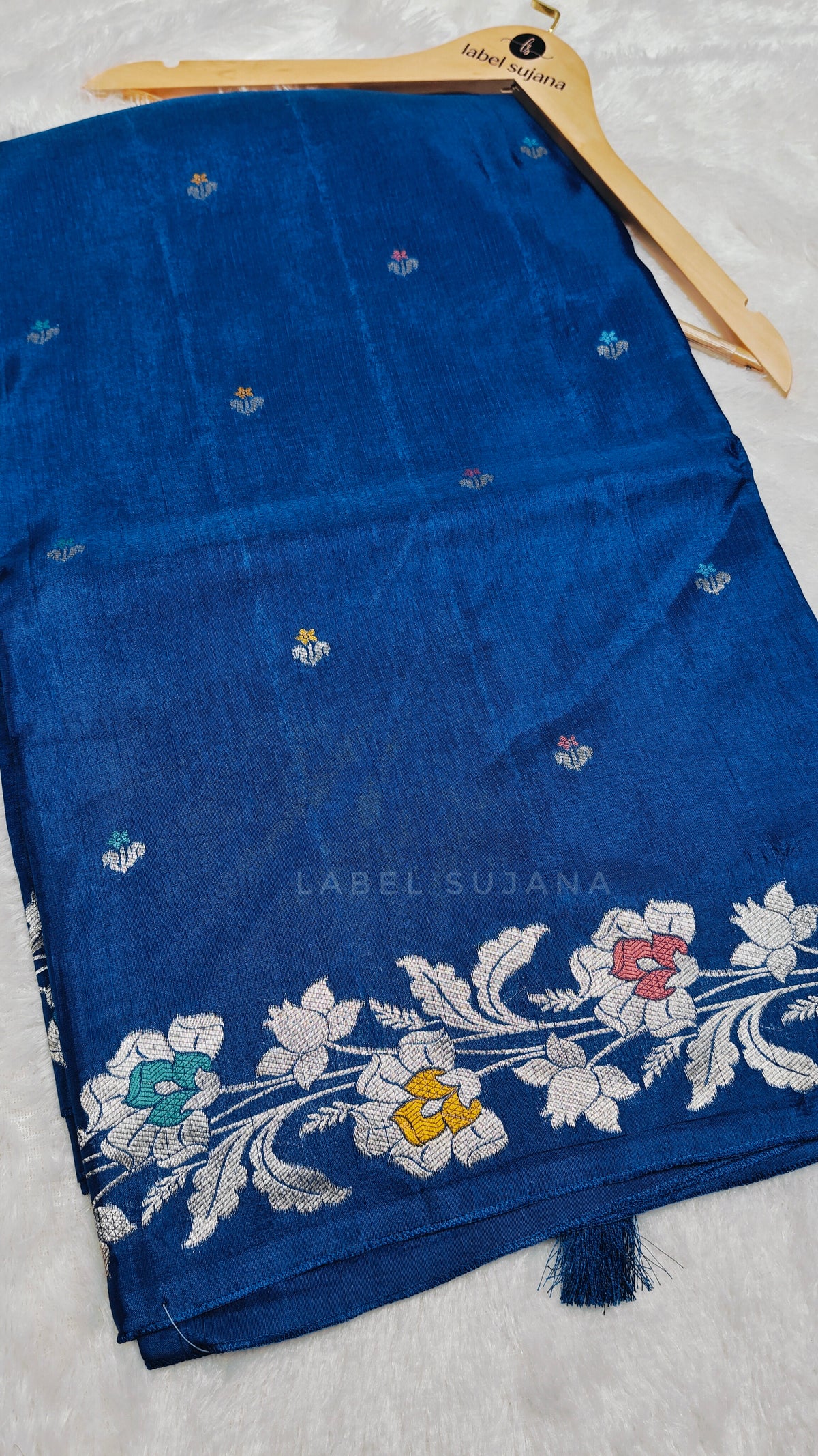 An ink blue silk saree