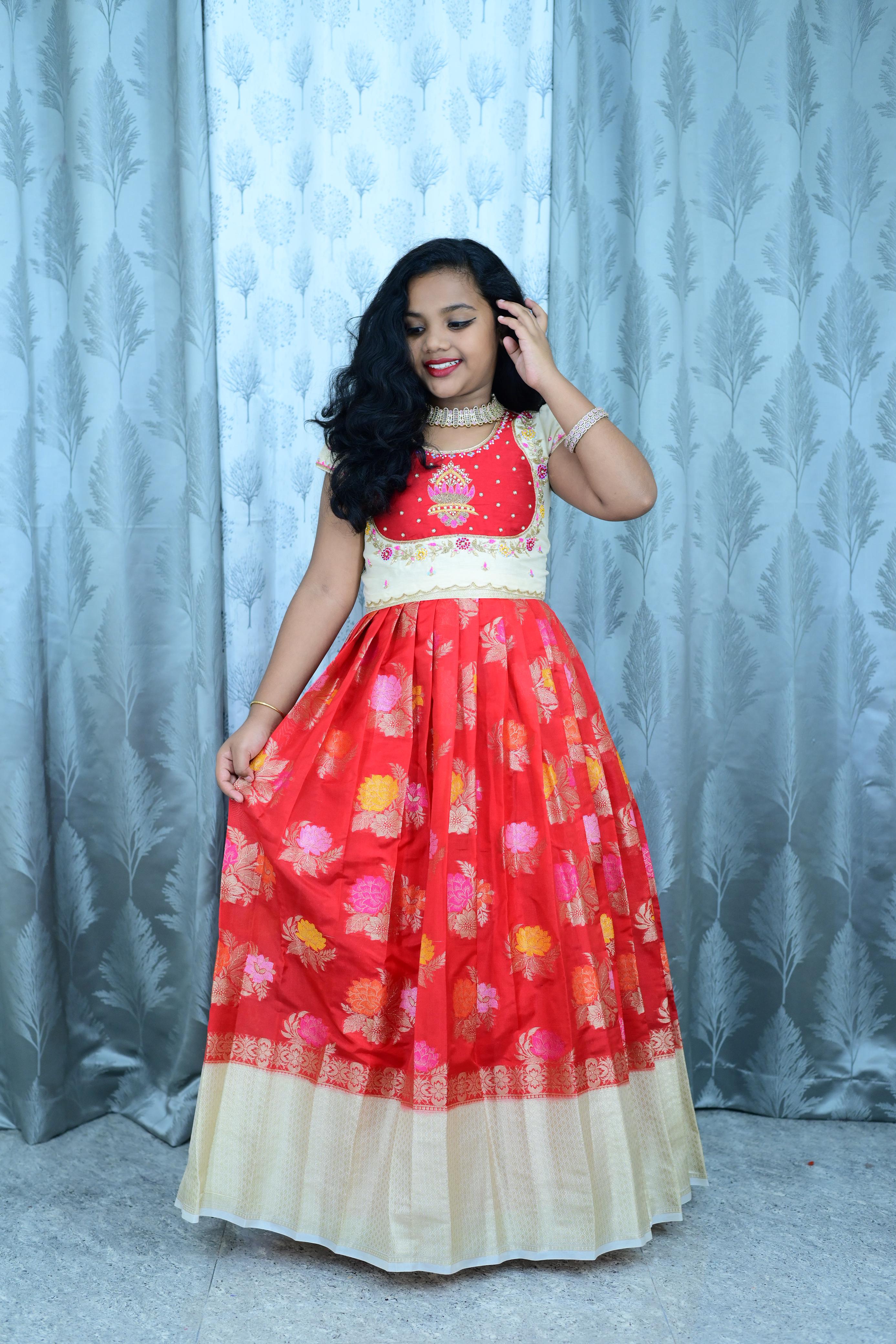 Banarasi Party Wear Kids Crop Top Set