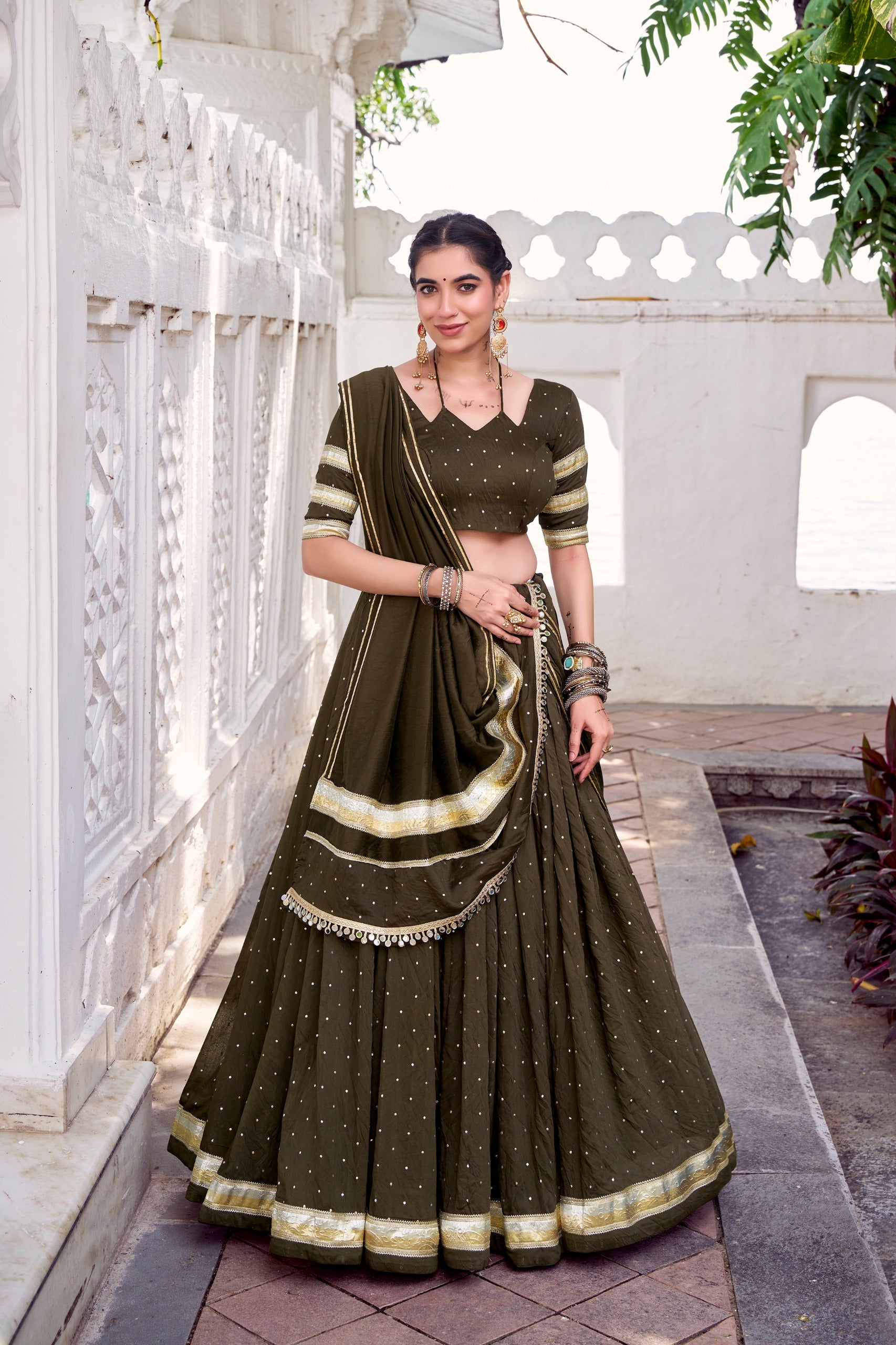Olive green lehenga 