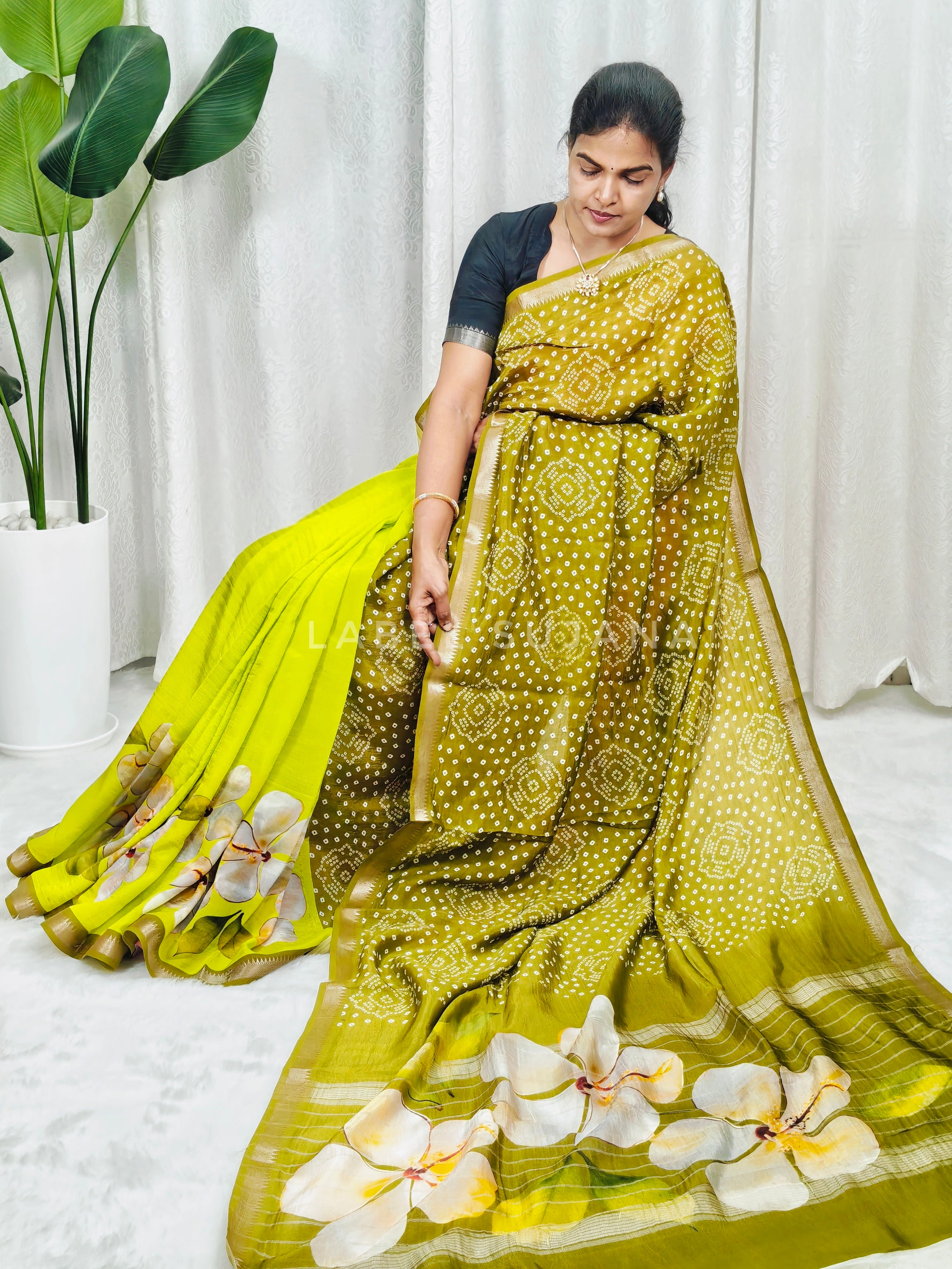 Langa Voni Style Mangalagiri Digital Pattu Saree LSS15