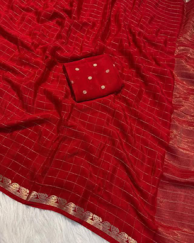 Red Viscose Georgette Saree 